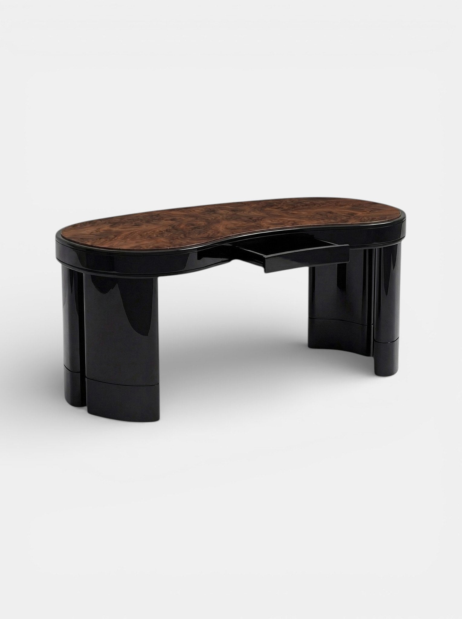 Nicola Black And Burl Wood Desk — detail view