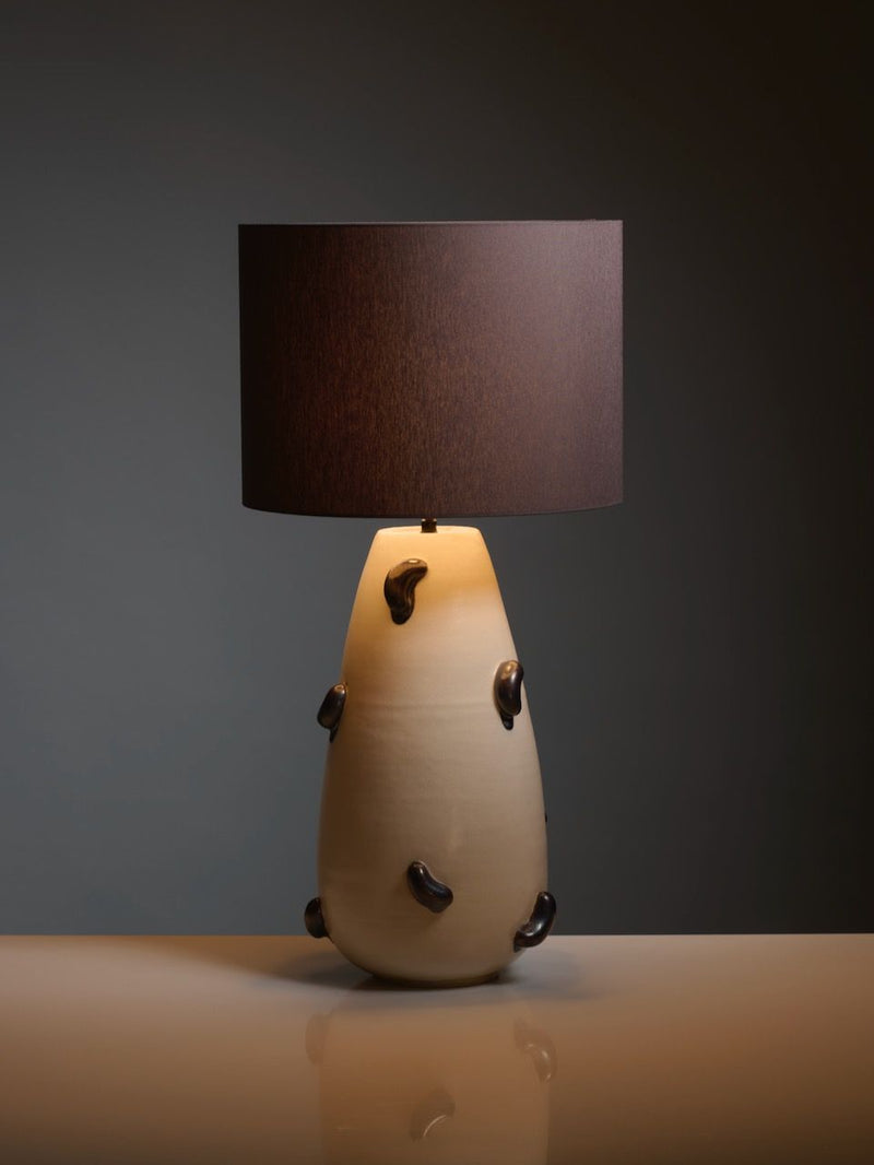 Contemporary Table Lamps in Ceramic - Oceano Collection — close-up of ceramic base with dark accents