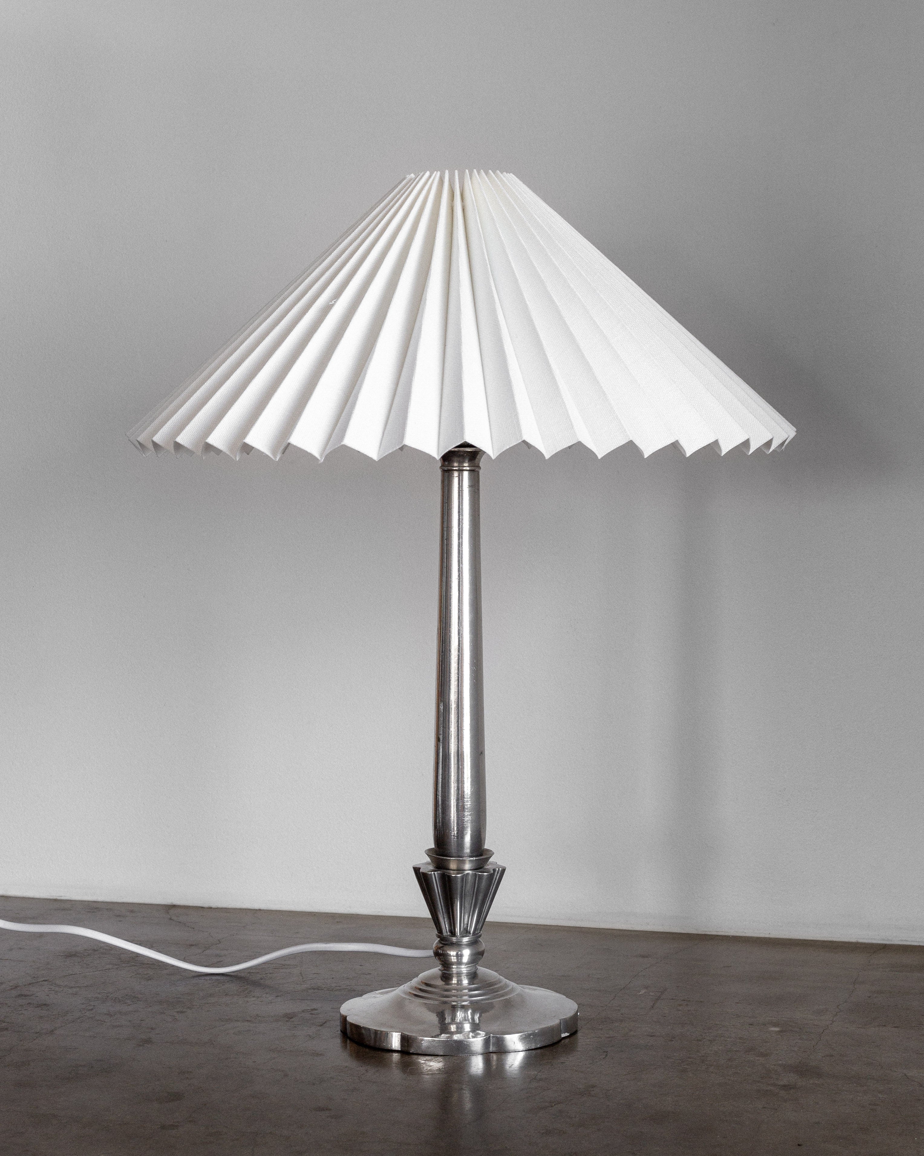 Art Deco Pewter Table Lamp, Denmark 1930s