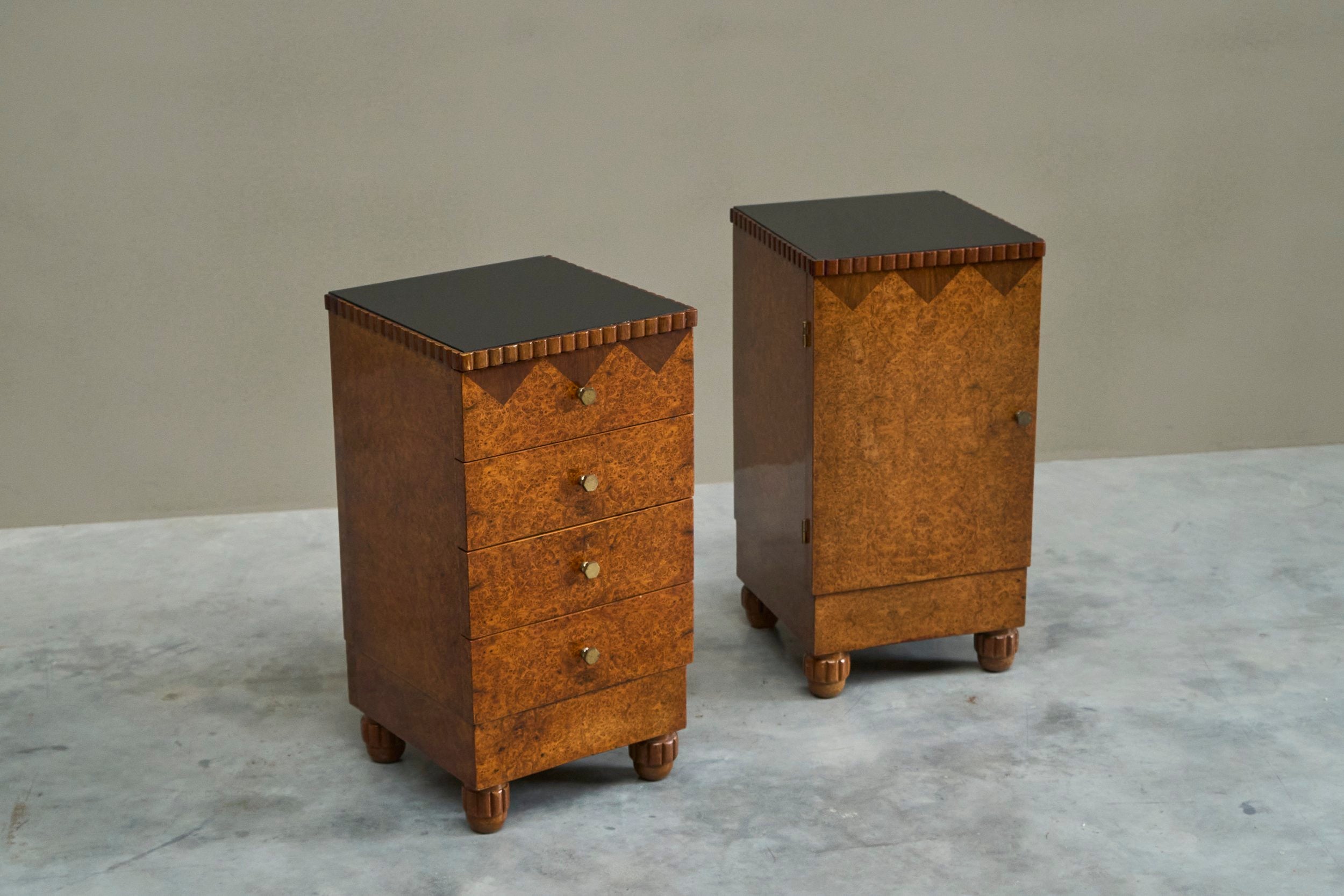 Exceptional Pair of Art Deco Cabinets Europe 1930s — side angle