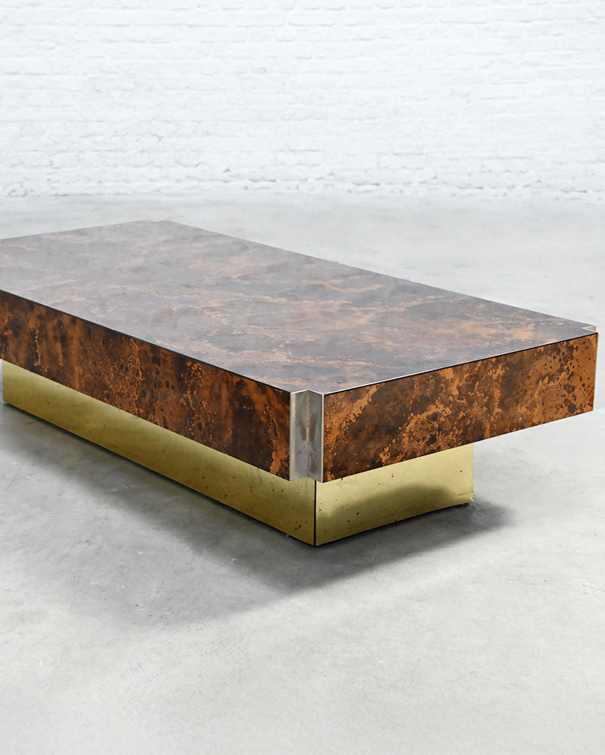 Copper Oxide Coffee Table by Guy LeFevre for Roche Bobois, 1970's