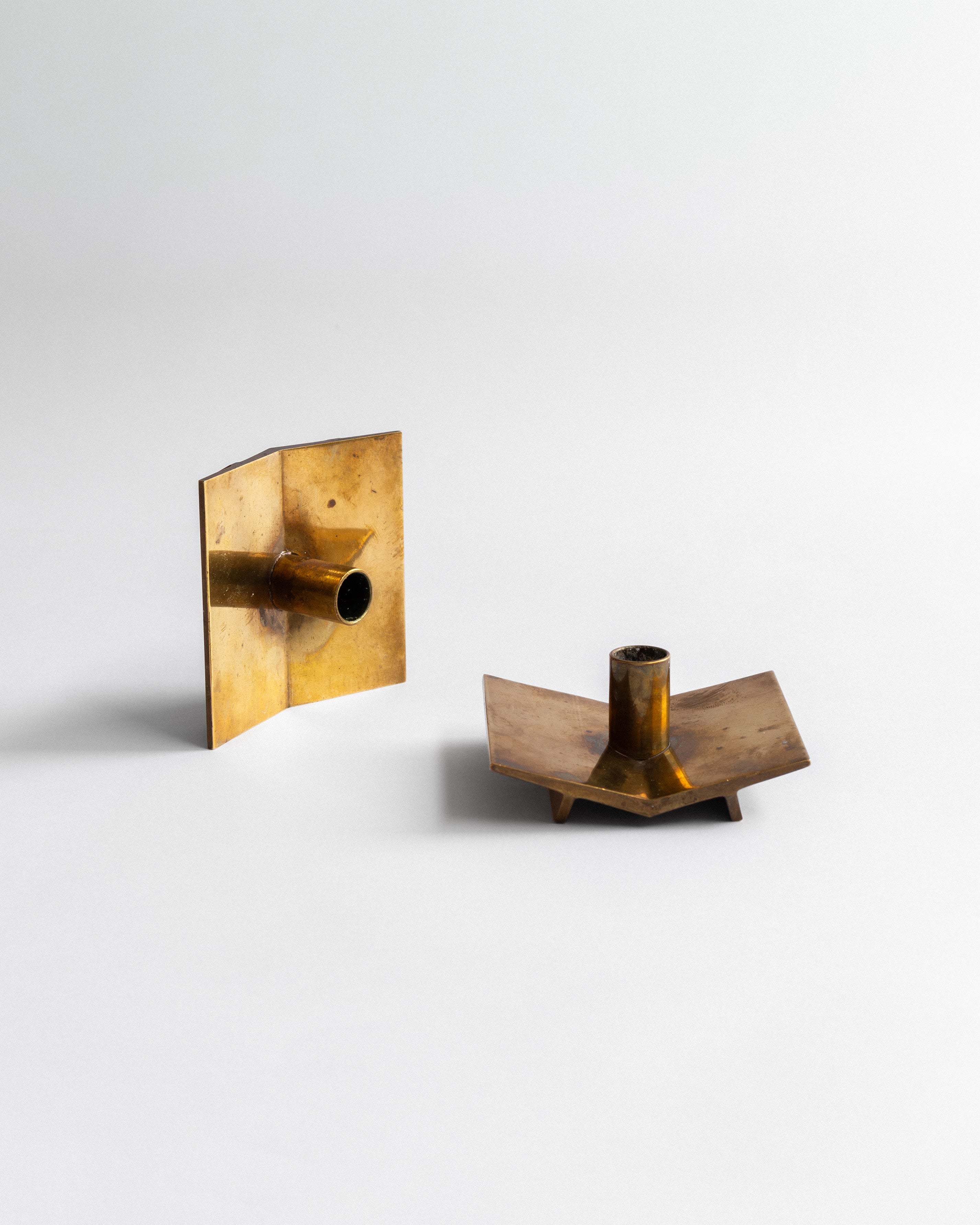 Mid-Century Brass Candlesticks by Pierre Forsell, Sweden, 1960s — side angle