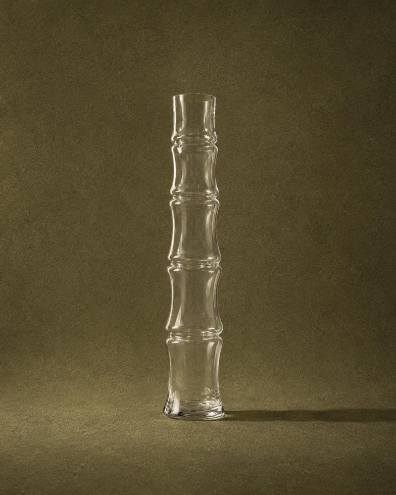 Vintage 1980s XL Glass Vase, Bamboo Shaped Italian Design, Sculptural Decorative Flower Vase, Elegant Home Decor, Timeless Gift Idea by Bottega Jacobs