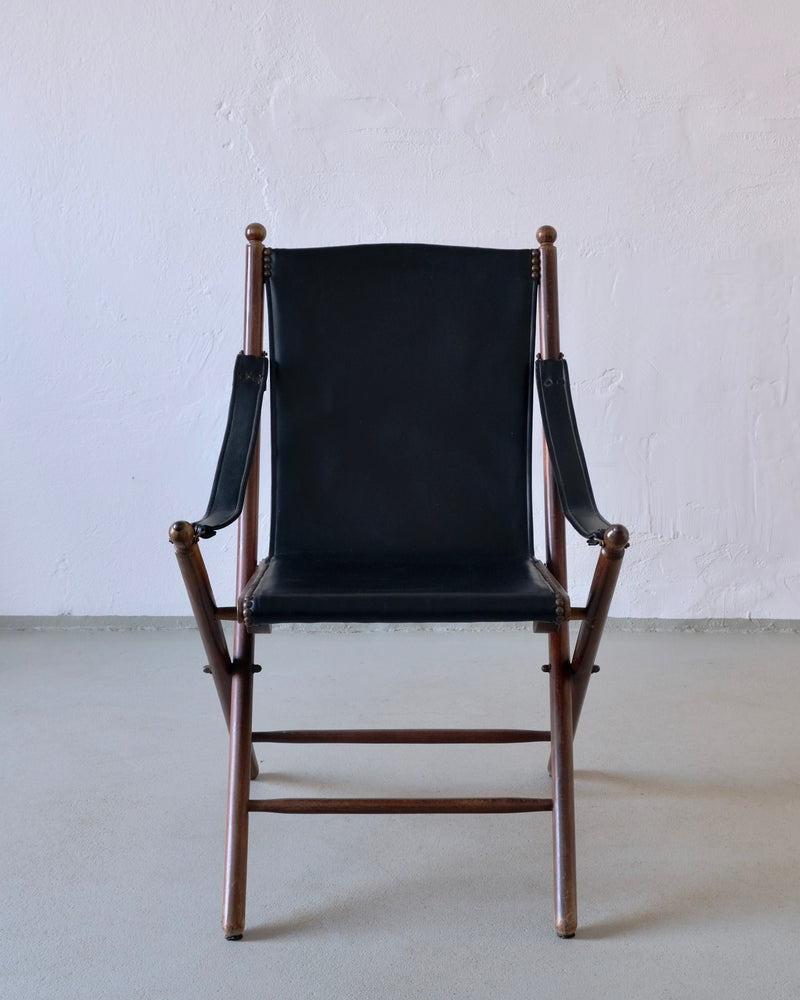 Vintage Folding Chair and Tray Table Set | Campaign Style  — detail view