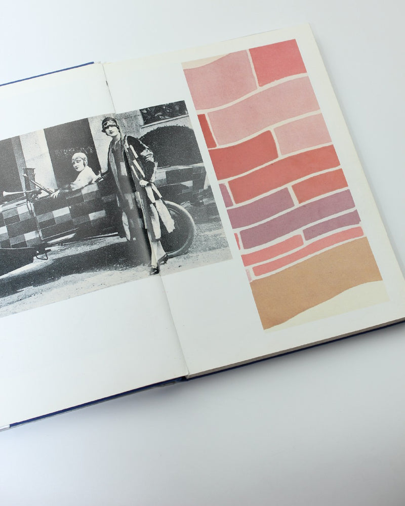 Sonia Delaunay: Fashion and Fabrics — open book showing fabric patterns and photo
