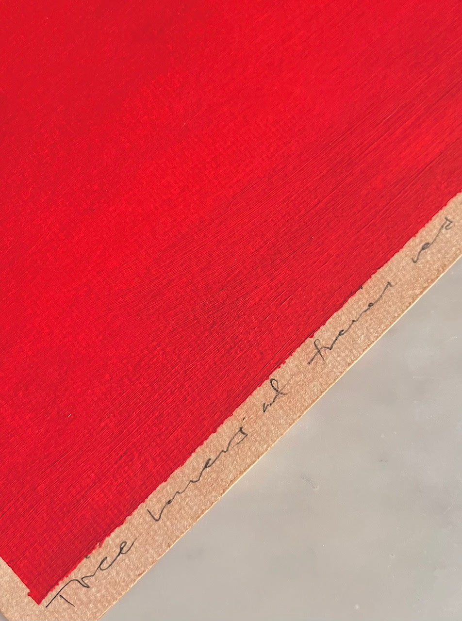 "Three Layers of French Red" Dye and Pigment on Aged Paper — side angle