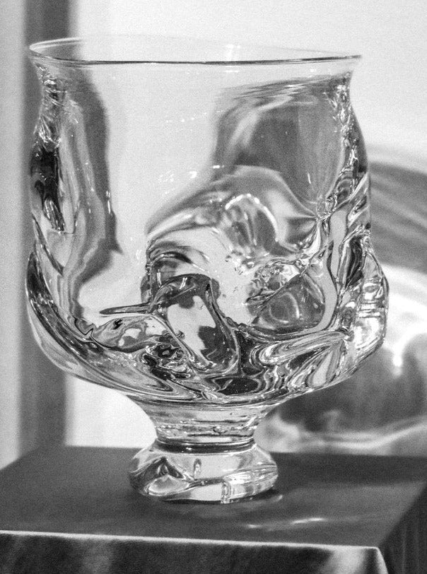 Blown Glass Vase With Foot — close-up of clear glass texture