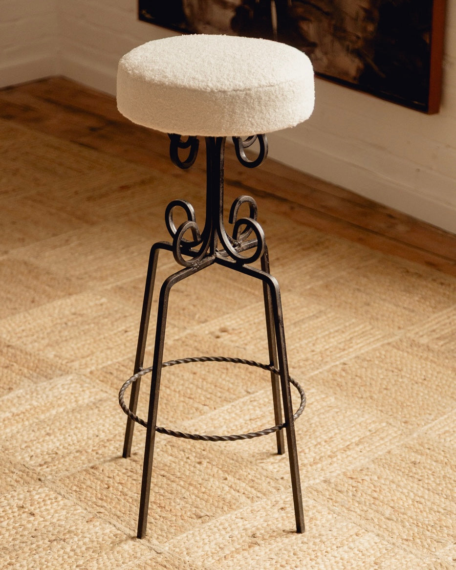 French Wrought Iron Stools — detail view