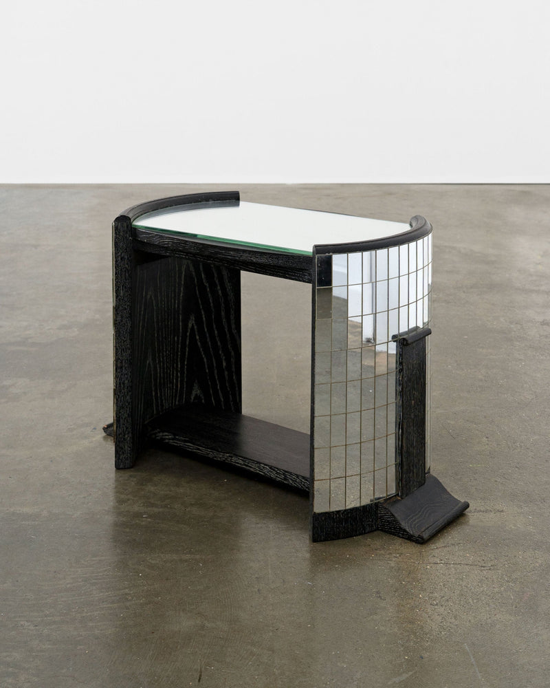 Ebonised Modernist Oak and Mirror Mosaic Side Table by Tom Bogle | The Oblist — modern design, black wood