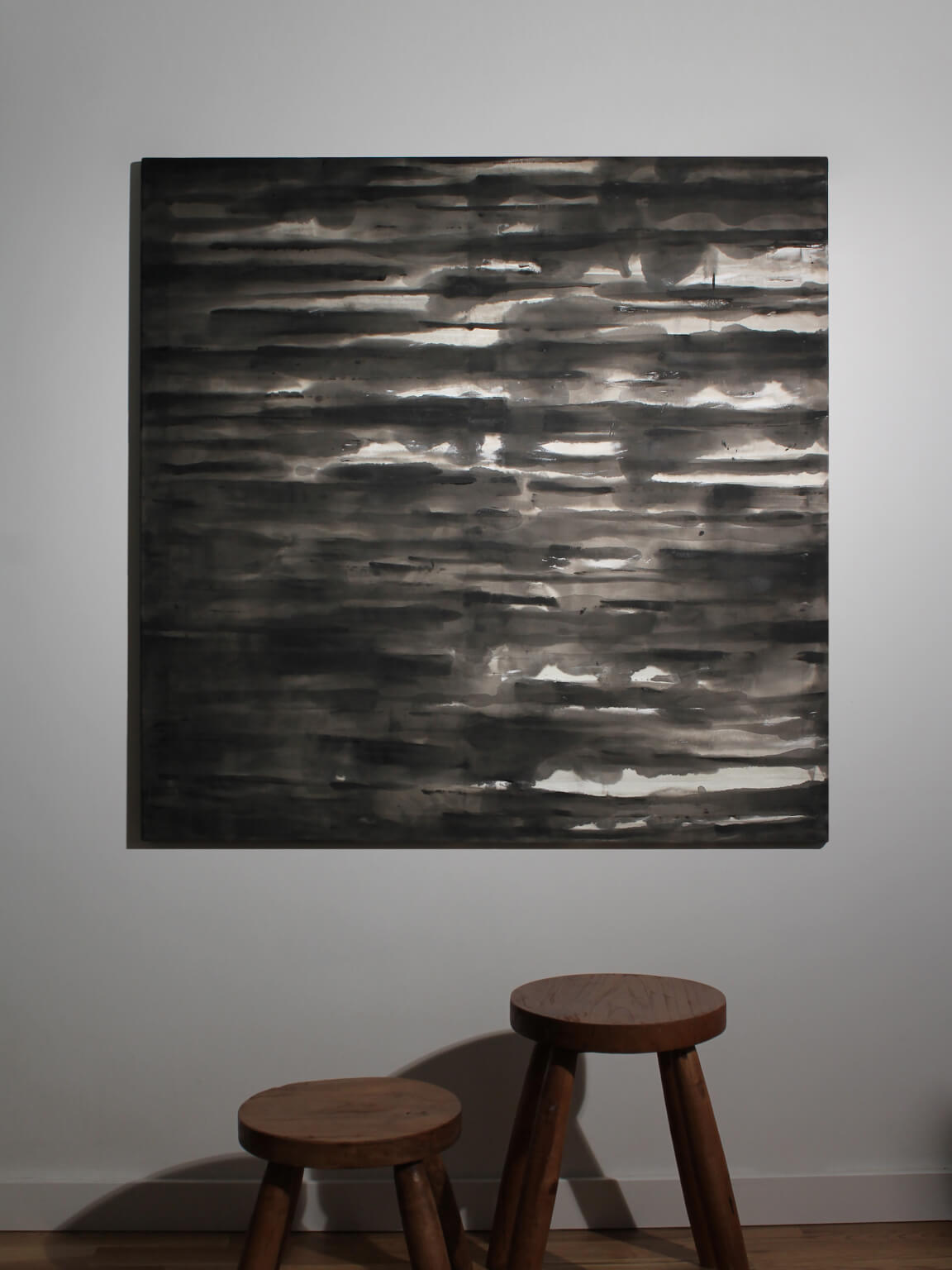 Horizontal Organic Lines In Black And White, Author Painting — side angle