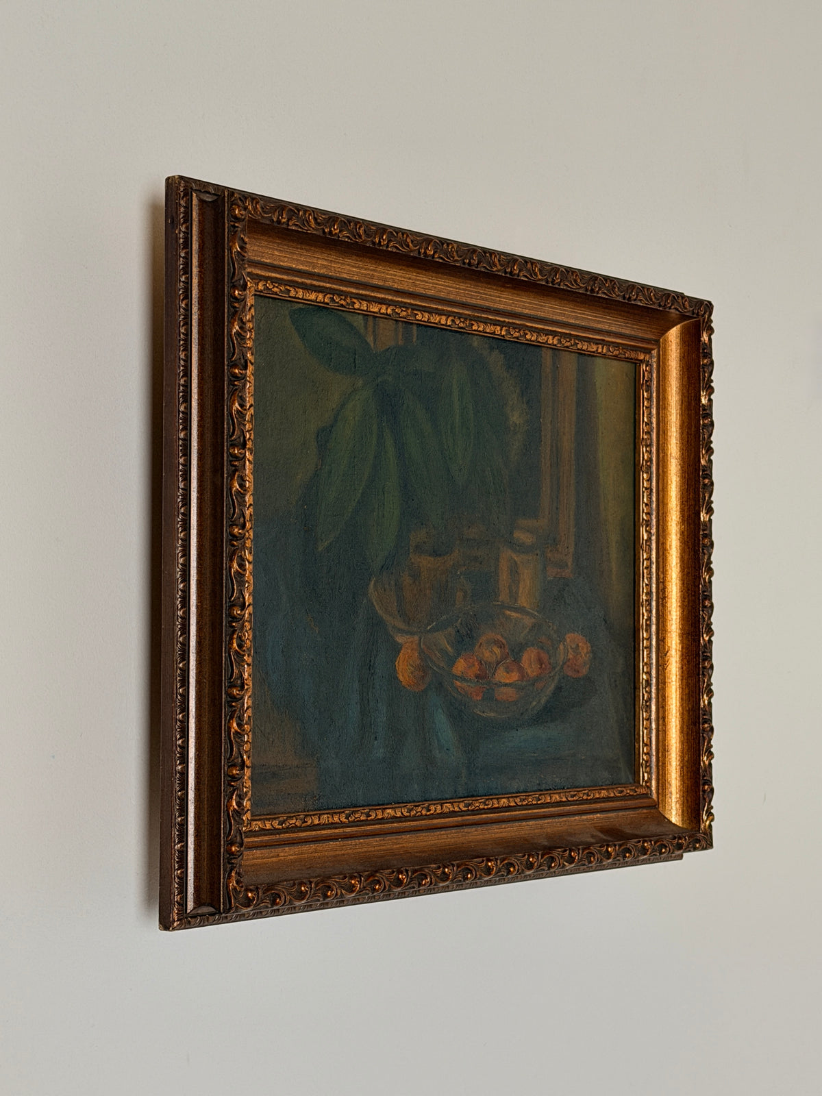 Still Life with Oranges, oil on canvas, probably XIXth century — side angle