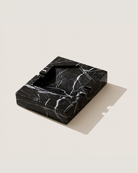 Ame IV Marble Ashtray — top view of black marble design
