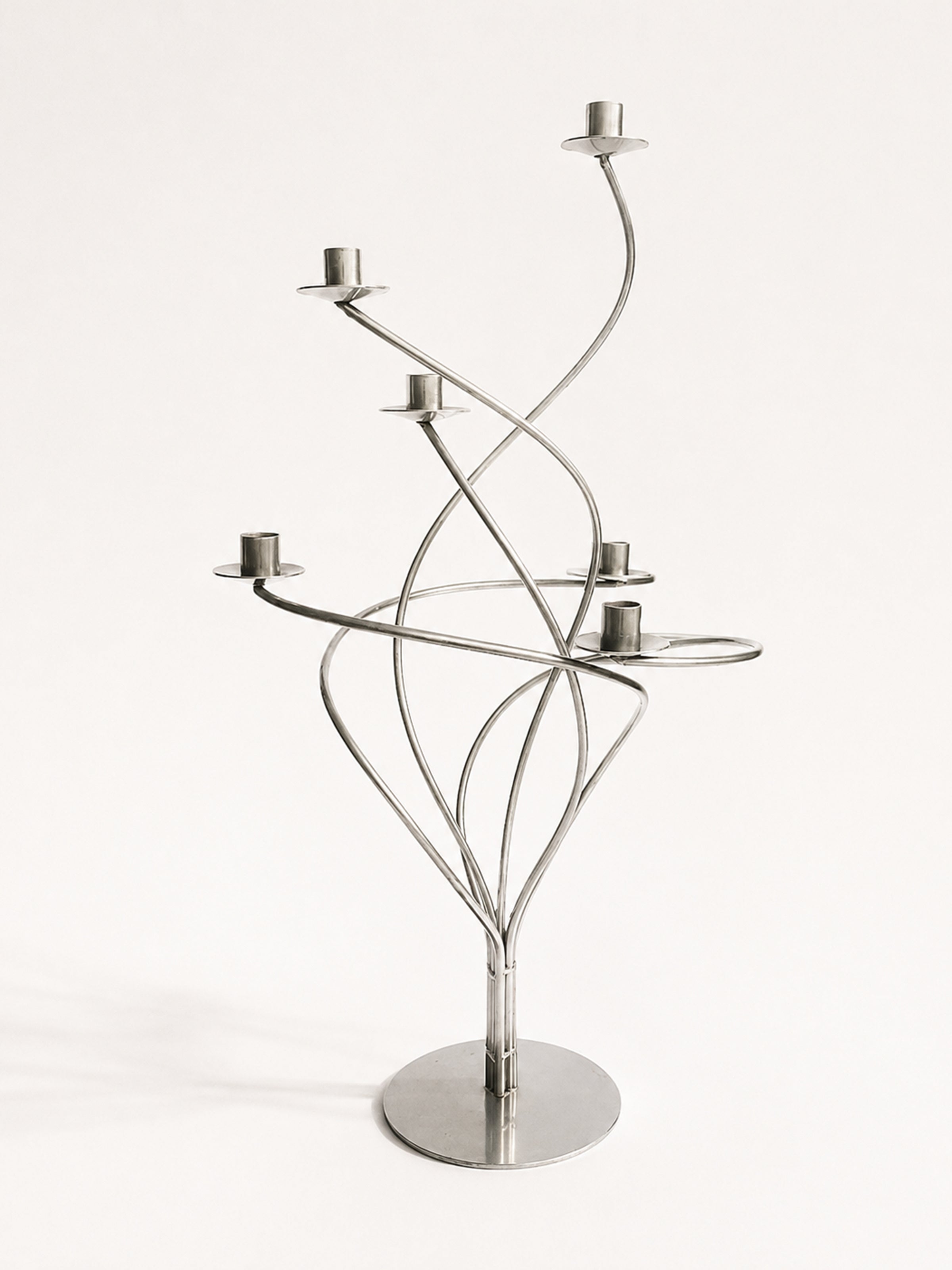 Sculptural Spiral Metal Candelabra, 1980s — detail view