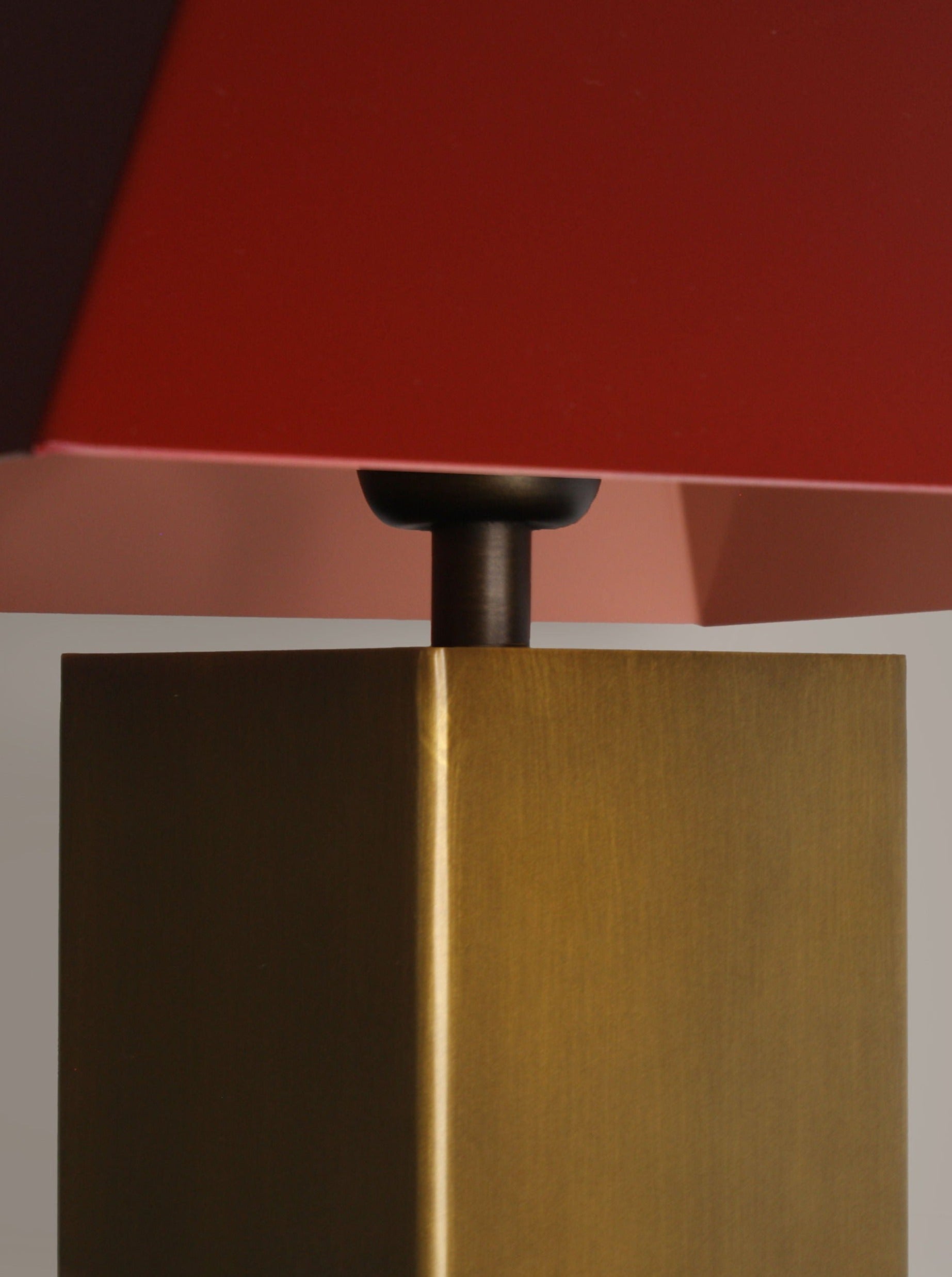 Anni Lamp — back view of brass base with red shade