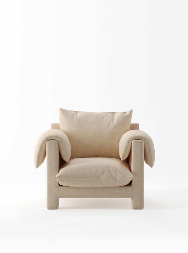 La Plume Armchair in Villa Nova Atlantis Fabric — detail view