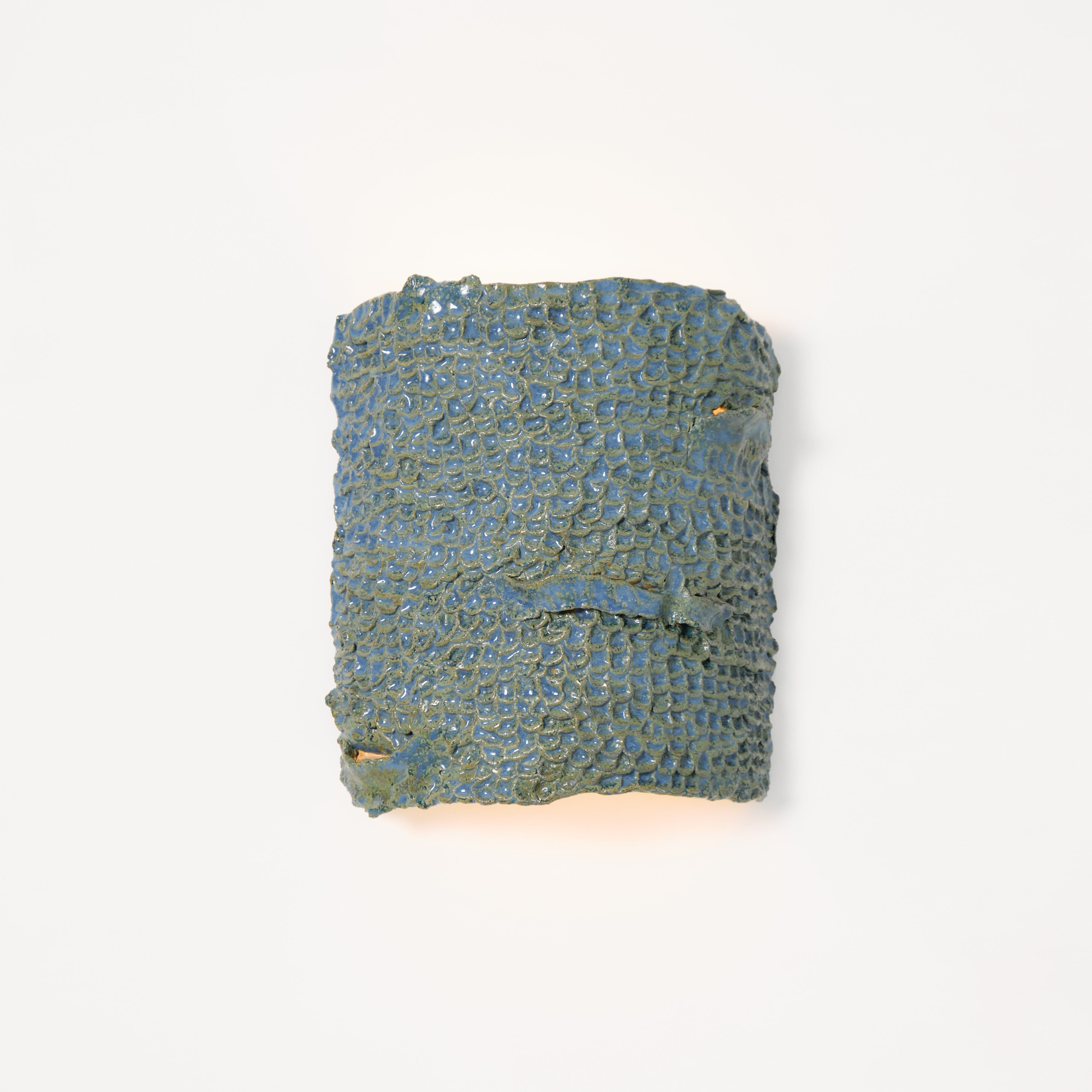 Casa Wall Light No3 — close-up of textured blue ceramic surface
