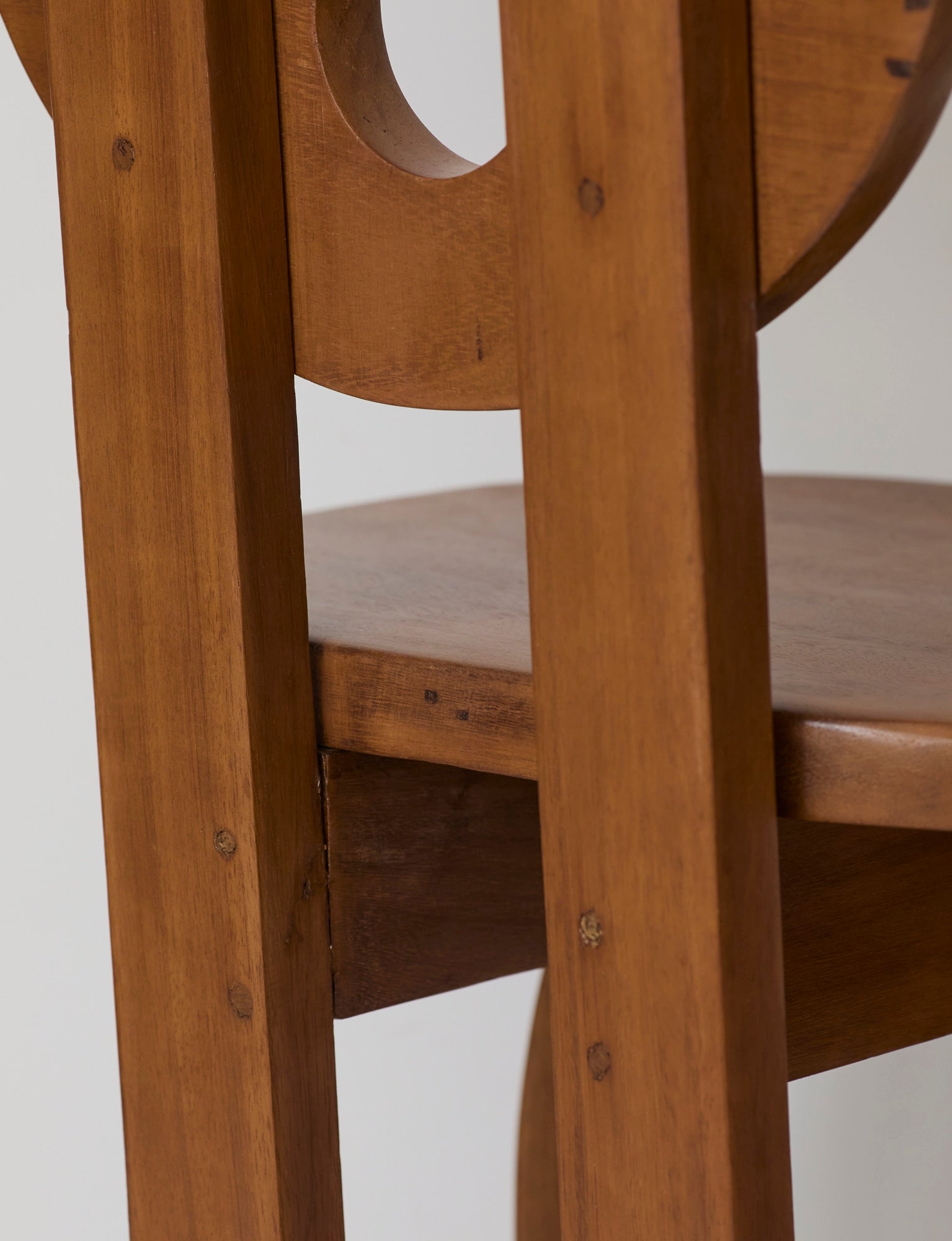 Heavy Sculptural Artisanal Chair in Solid Exotic Wood — additional view