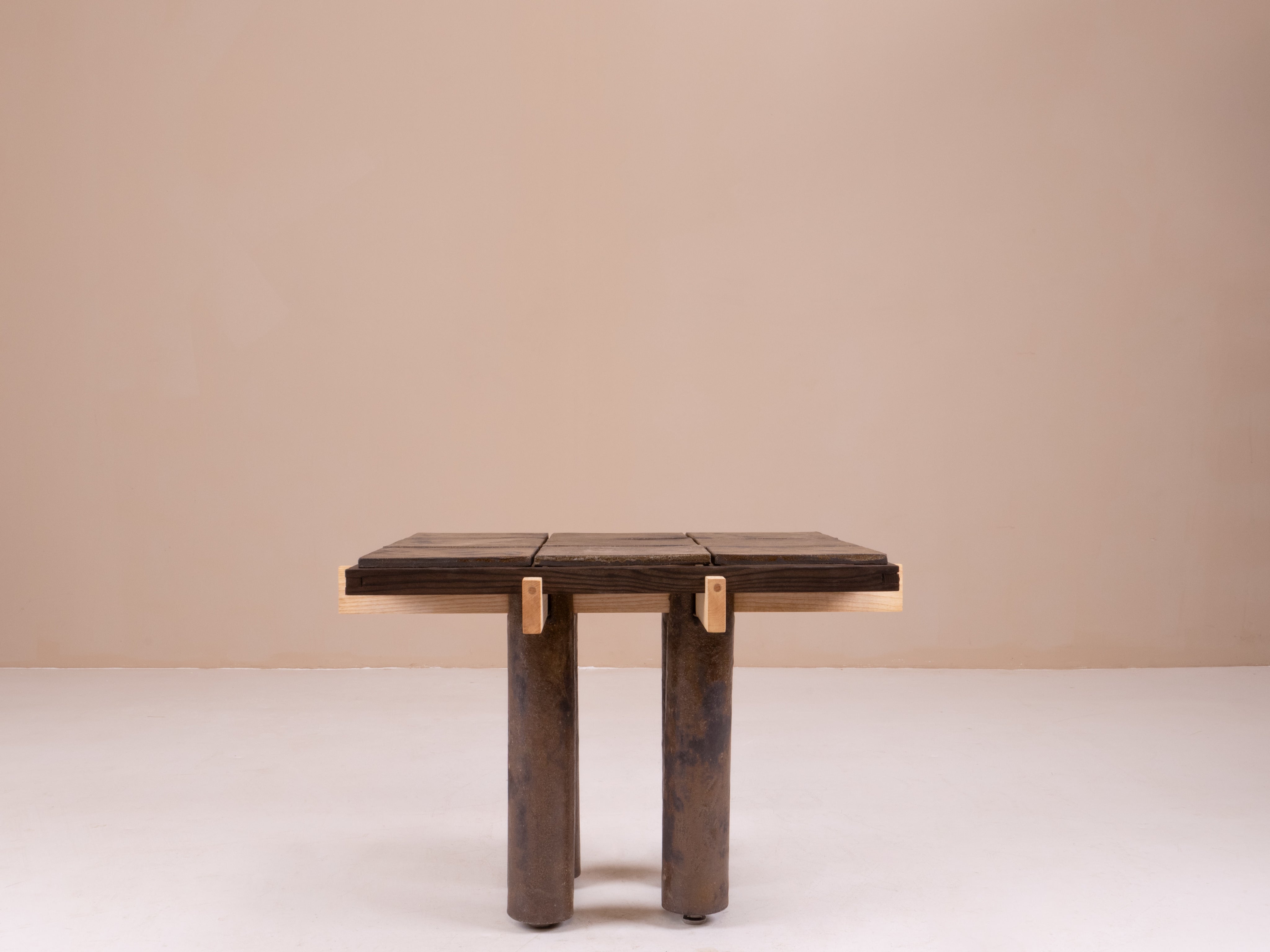 La Taulo - Wood & Clay Side Table, Coffee table — side angle