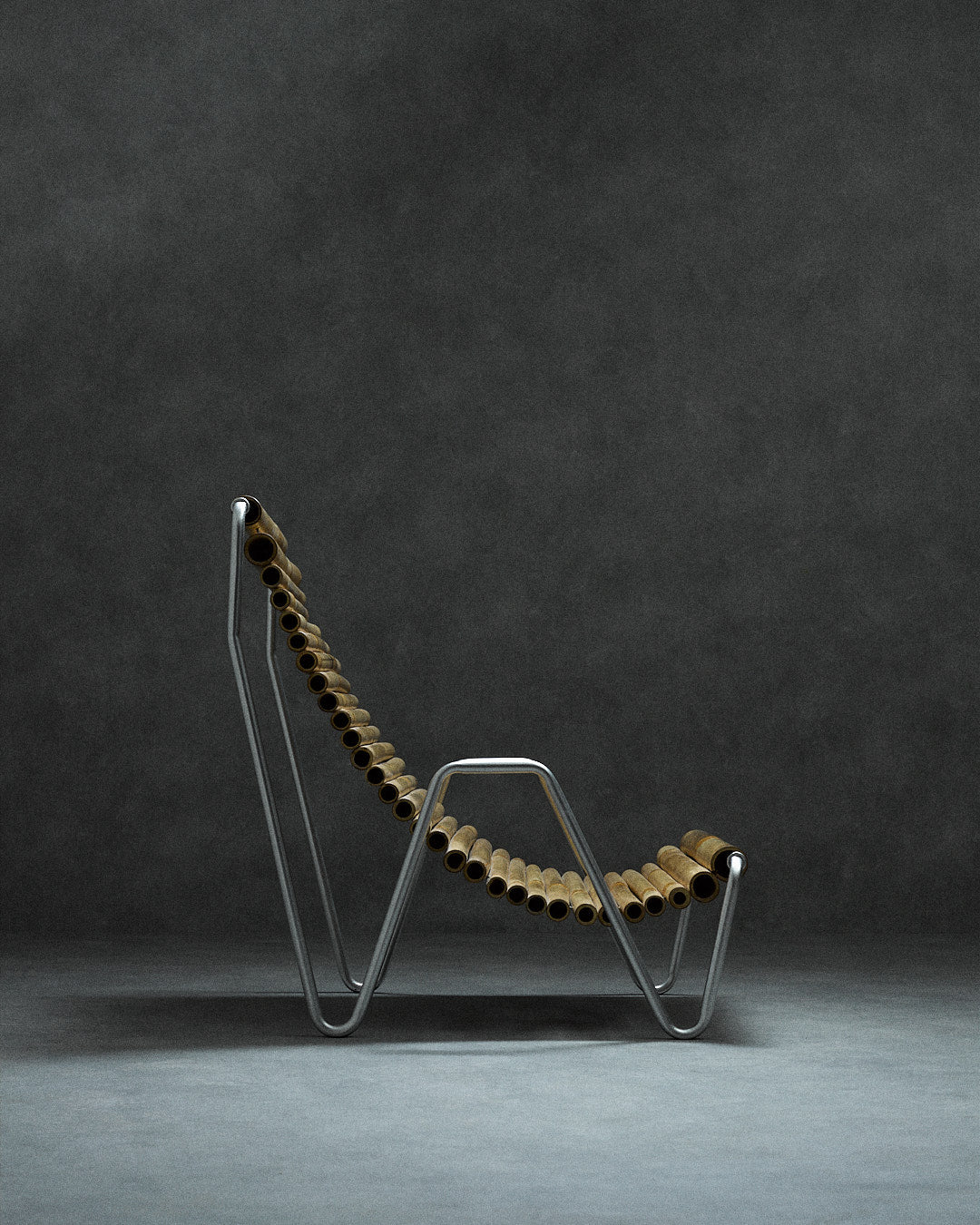 bamboo lounge chair, signed "Hambresin" — back view highlighting bamboo construction
