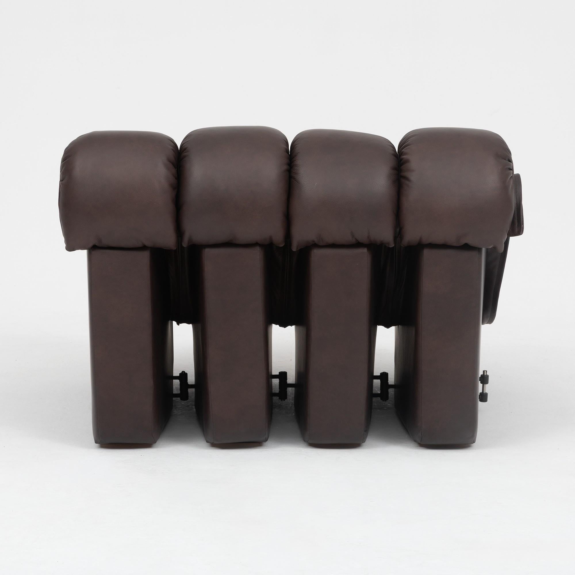 De Sede DS-600 'Snake' Sofa by Ueli Berger, Customised in Chocolate Nubuck — in context