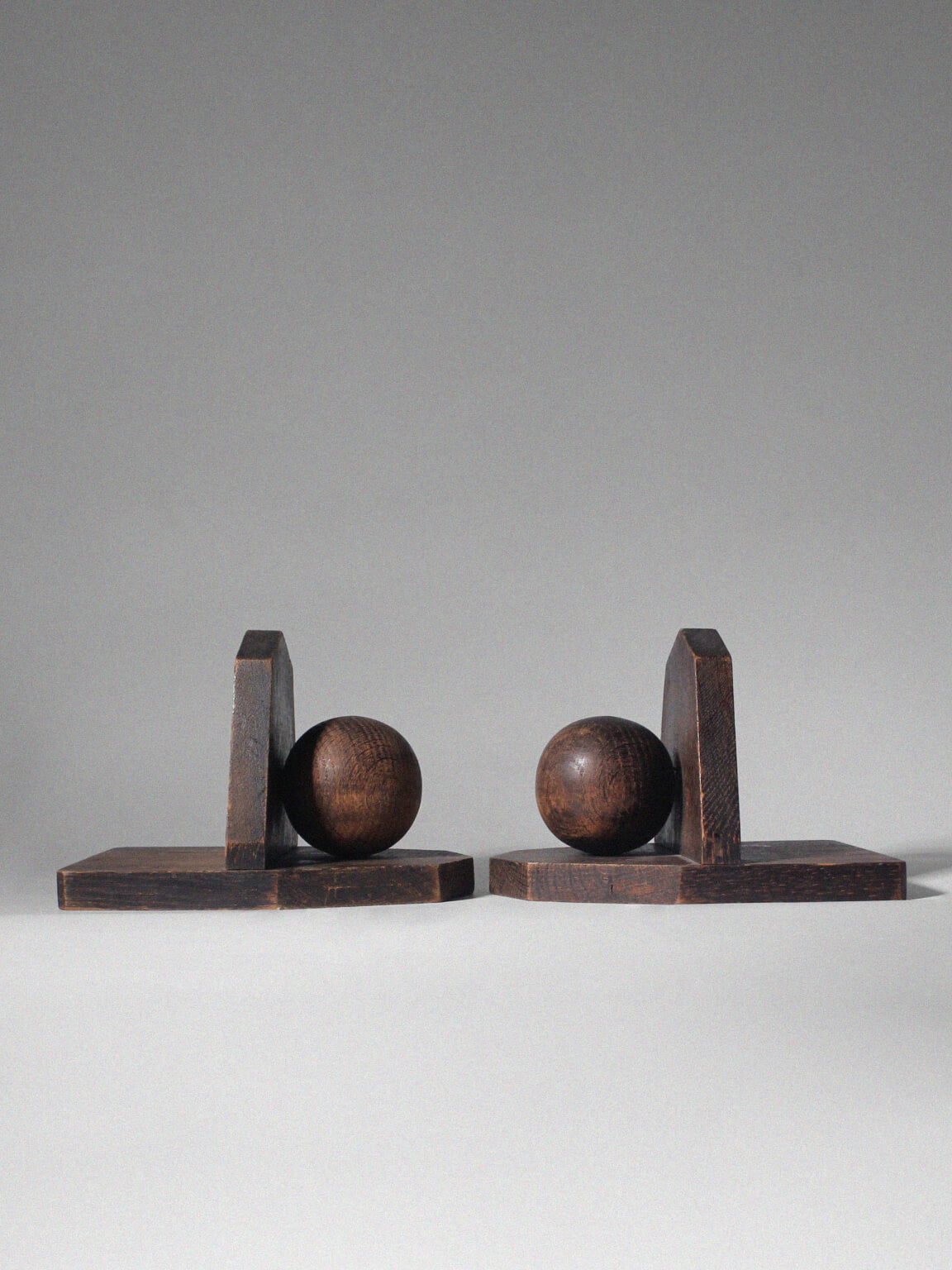 Art Deco Wooden Sphere Bookends, 1930s — detail view