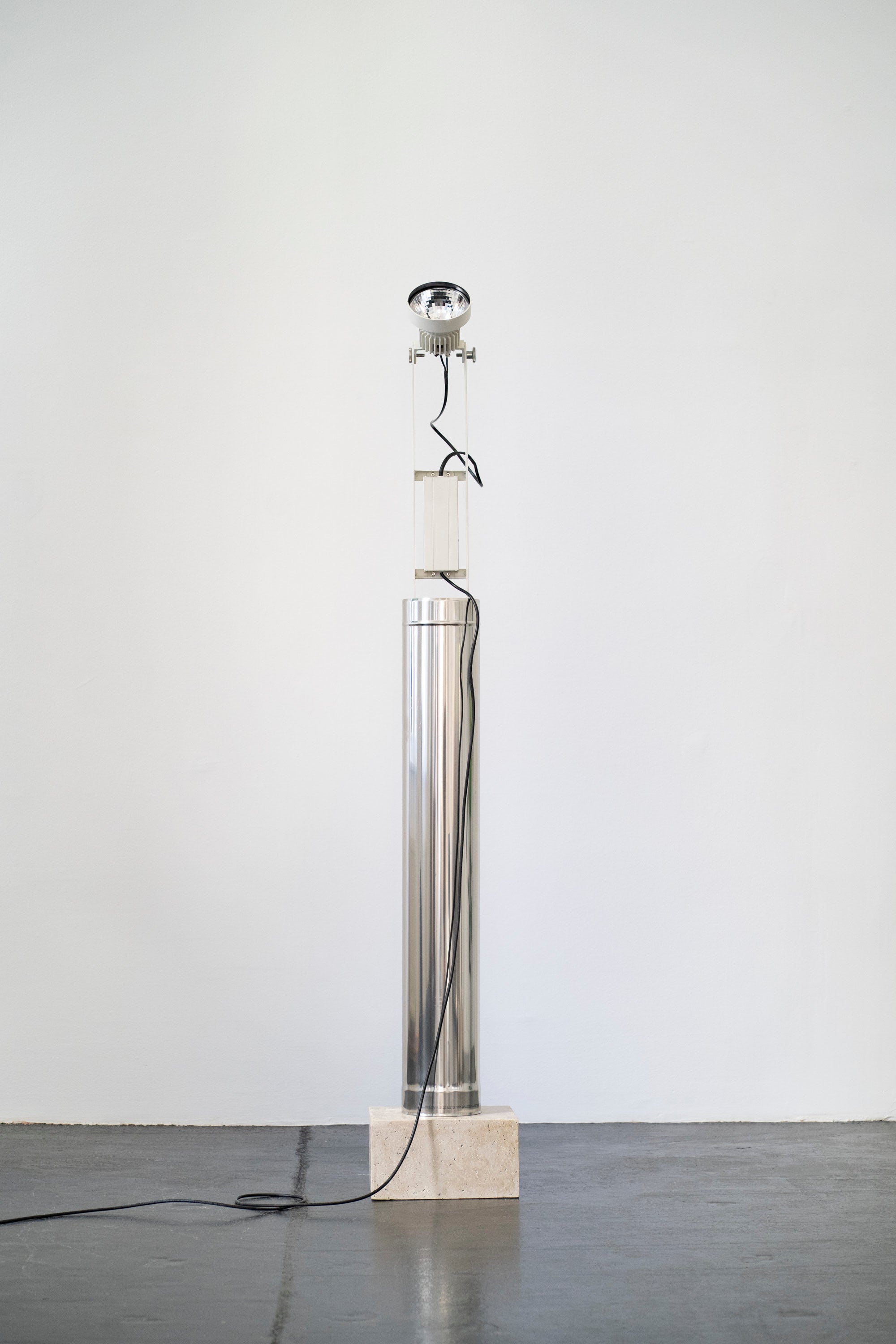 Minimalism Floor Lamp DN_S2507 in Chrome - Column Collection — front view in minimalist setting