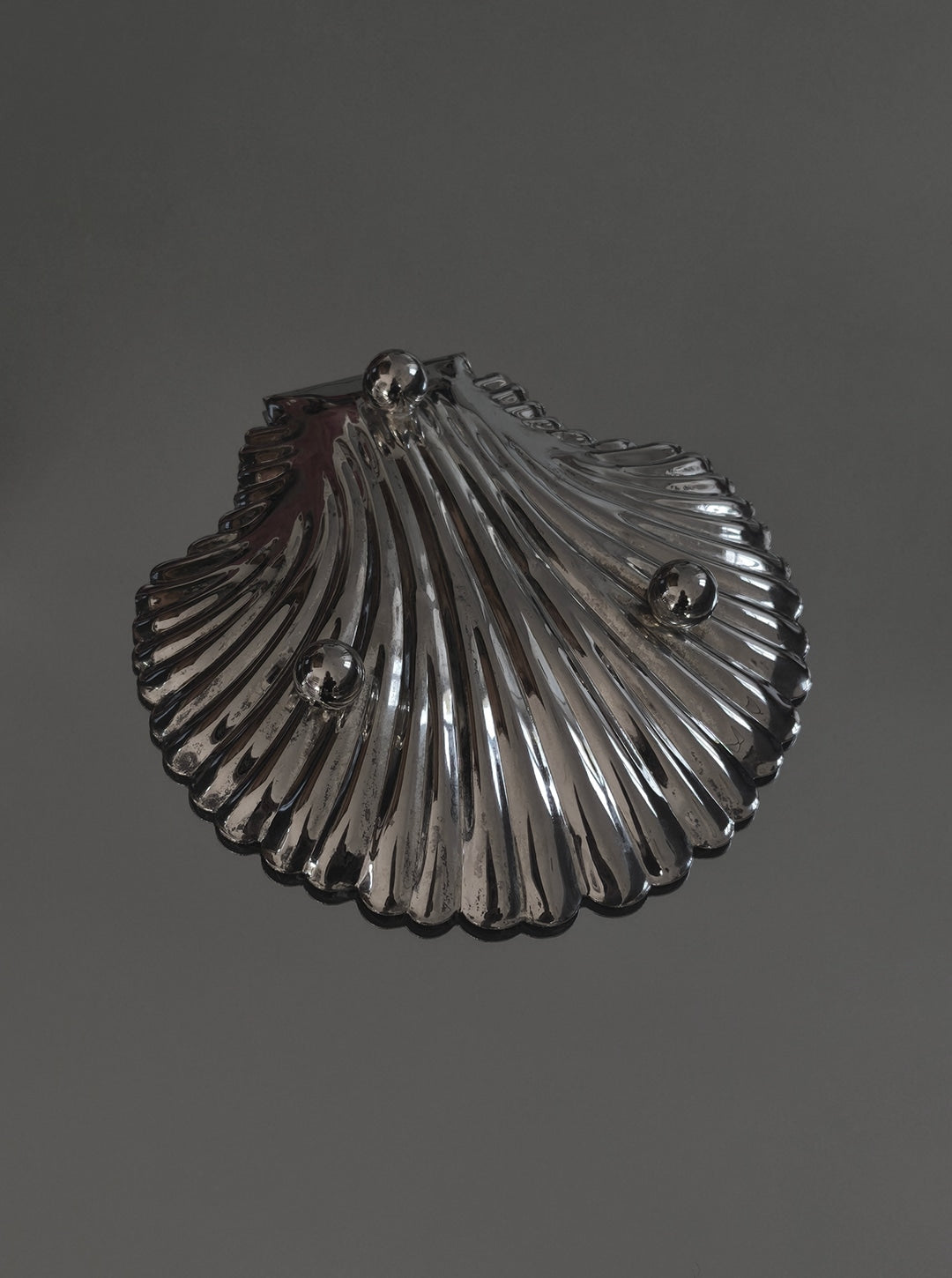 Shell Vide-poche — side view of polished metal shell design