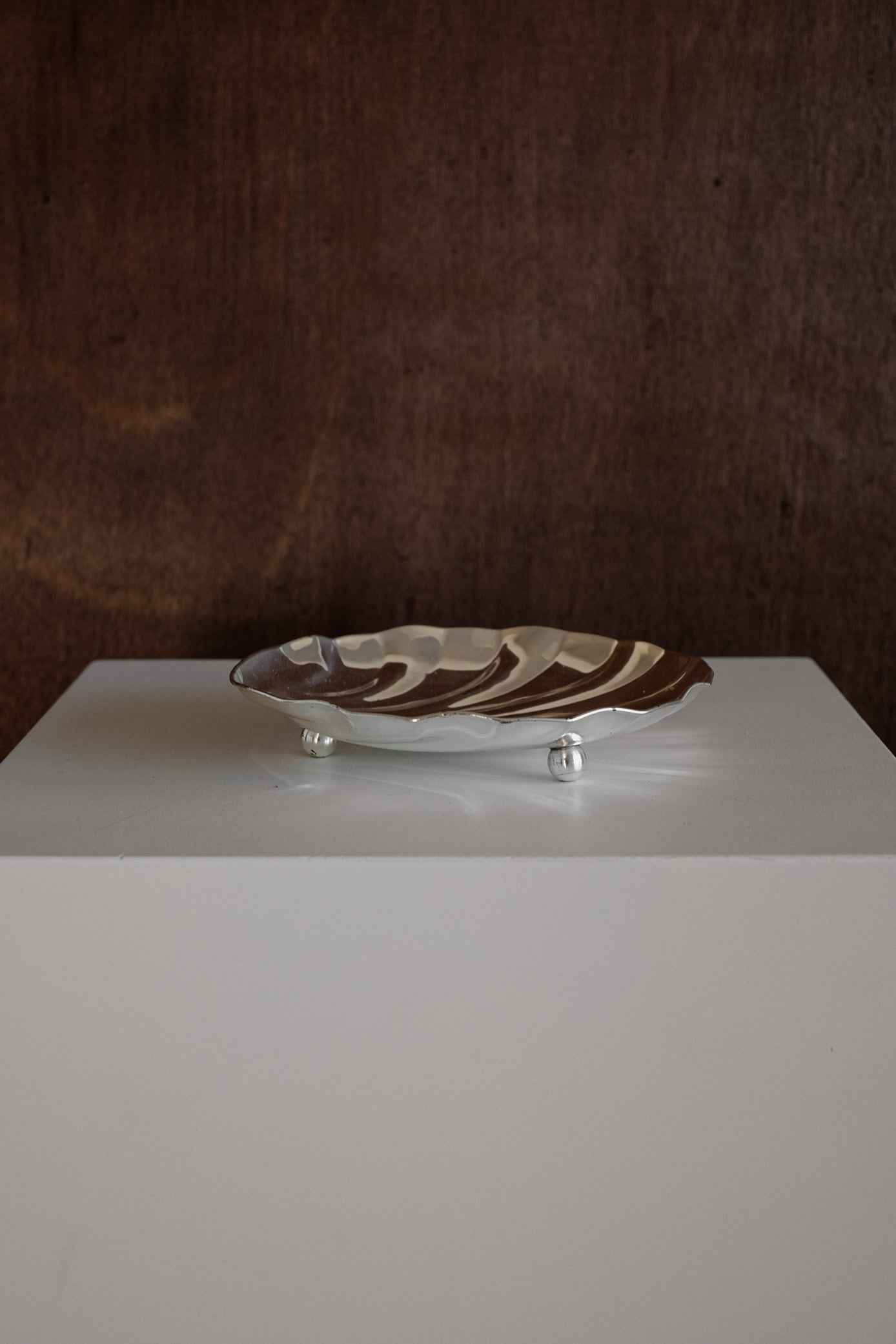 Silver-Plated Shell Dish  — close-up