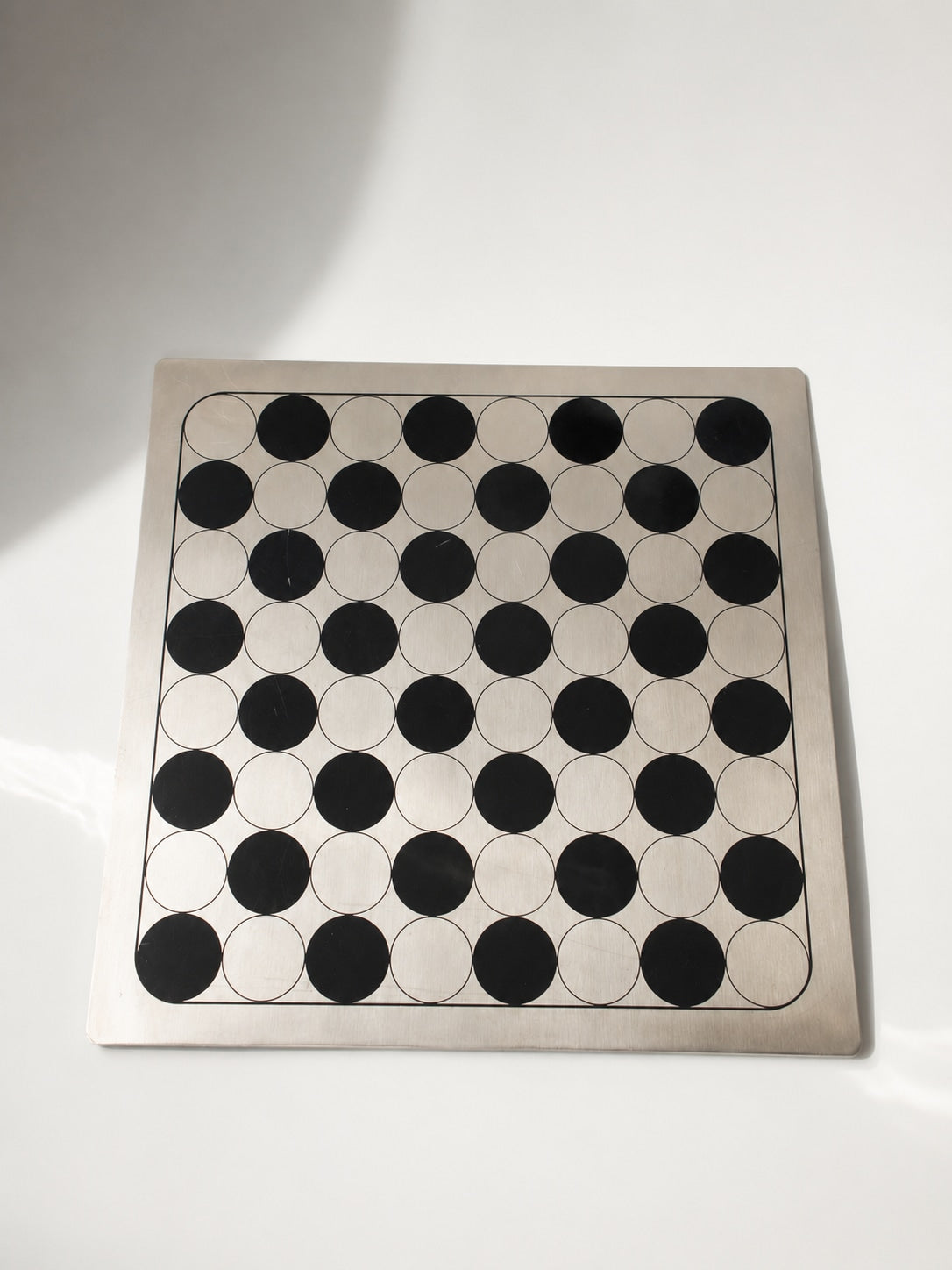Rare Italian Modernist Steel Chess Set, Architectural Geometric Design — lifestyle setting