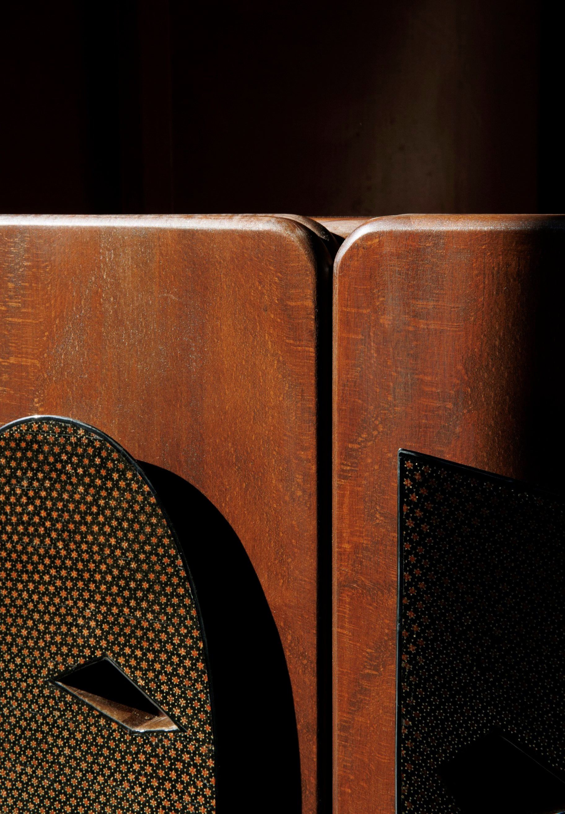 MA I Sideboard – Walnut Finish, Khatam Marquetry Credenza — back view highlighting marquetry detail