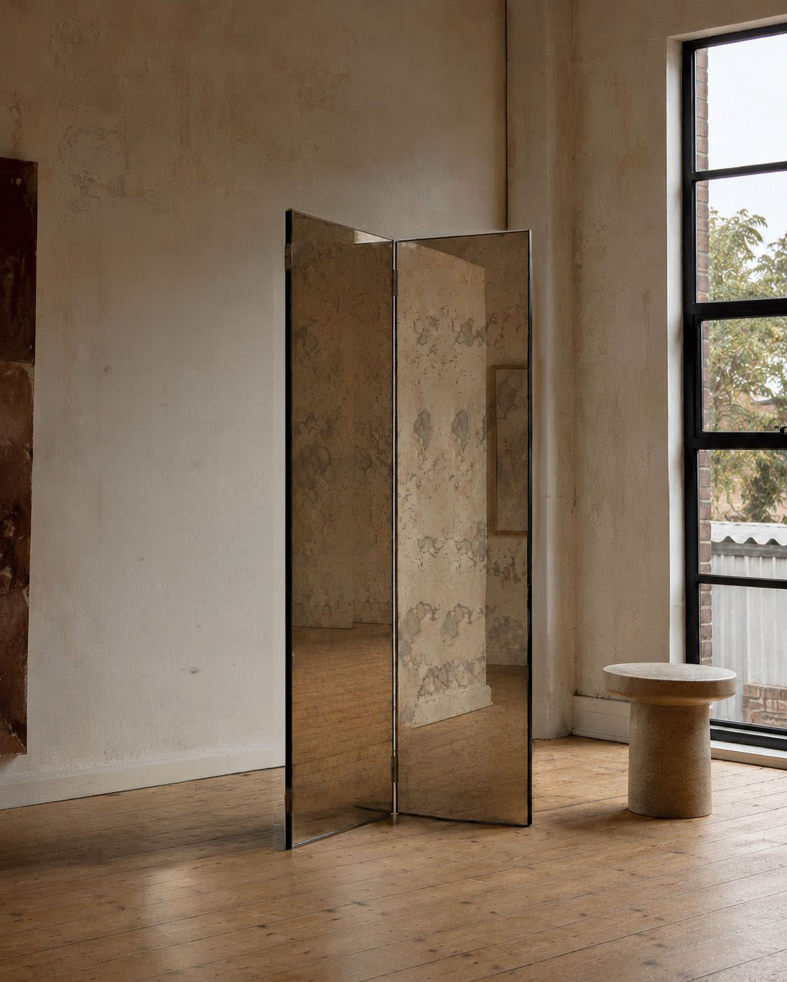 "The Paravan" Mirror Folding Screen II — side angle
