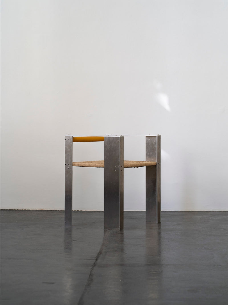 Industrial Aluminium Chair | DN_S2505 — front view with woven seat detail