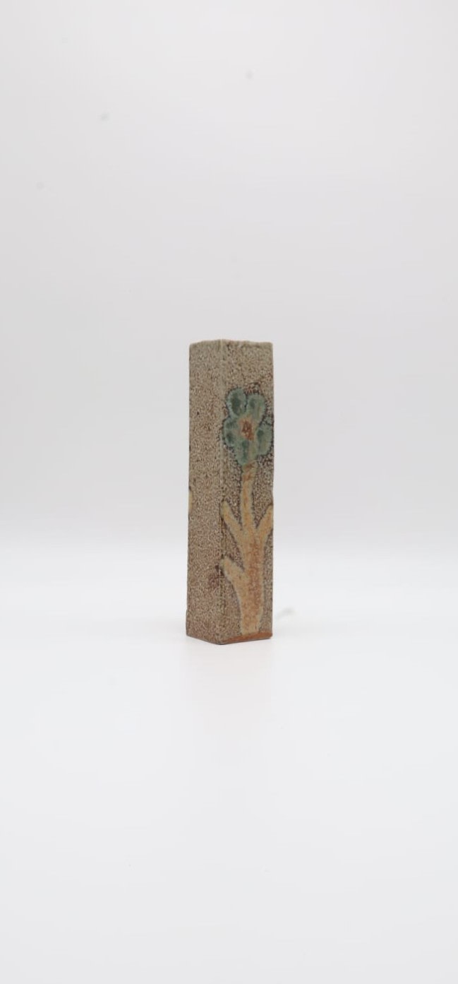 Brutalist Stoneware Soliflore Vase — France, 1970s — detail view