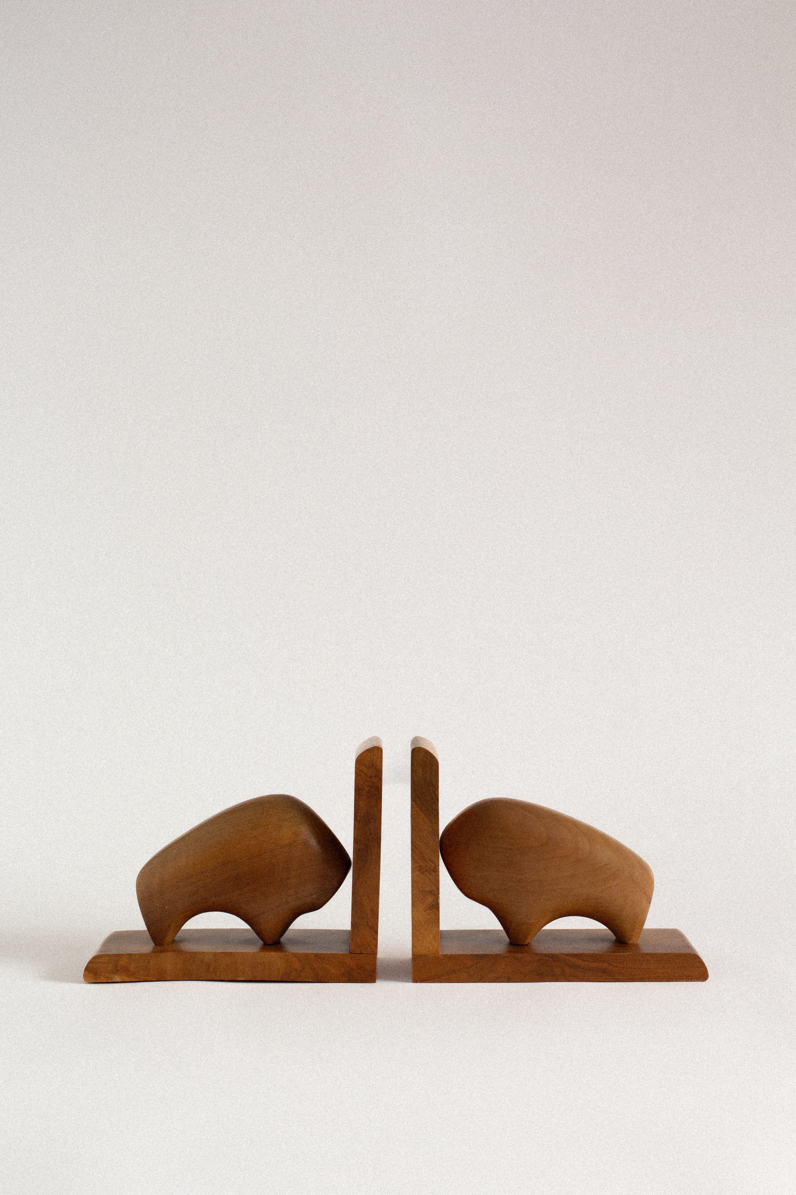 Sculptural Walnut Bookends, Pair — side angle
