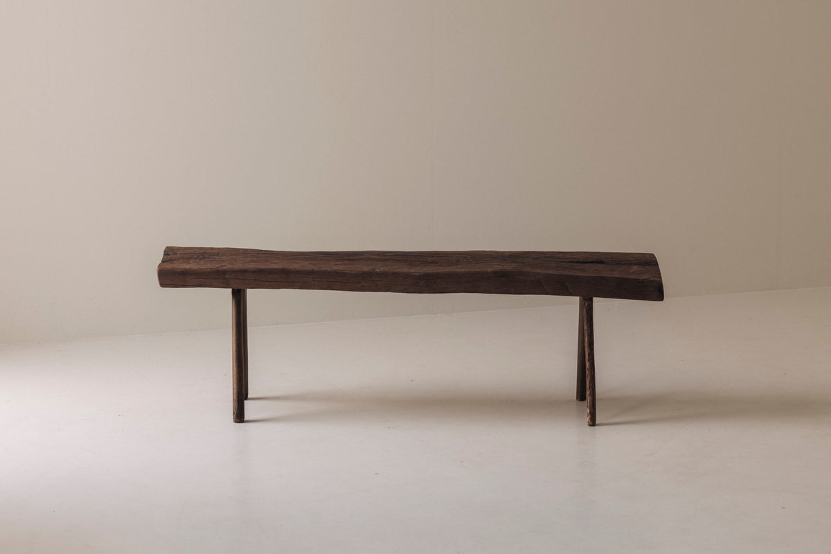 Primitive Rustic Bench in Oak, France, Early 20th Century — in context