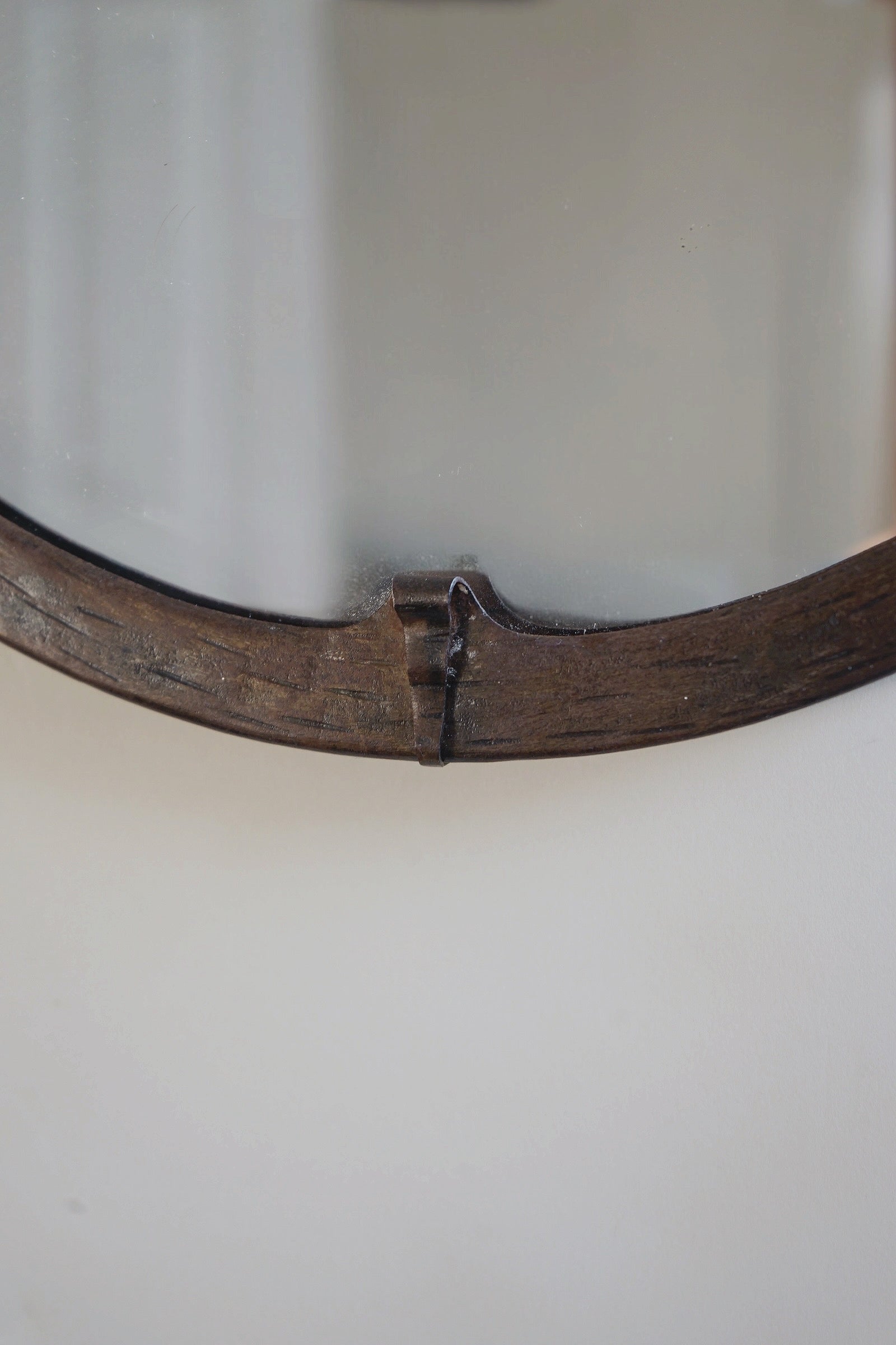 Amsterdamse School Wall Mirror 1920 — side angle showing dark wood frame