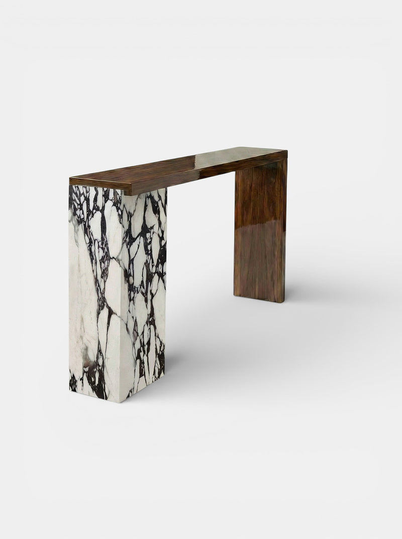 Jill Wood And Calacatta Viola Console — detail view