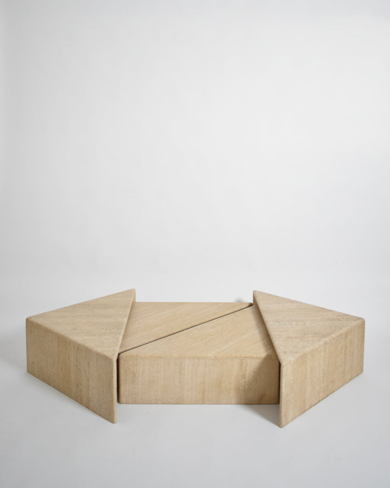 Travertine modular coffee table, 1970s by Barracuda Interiors | The Oblist