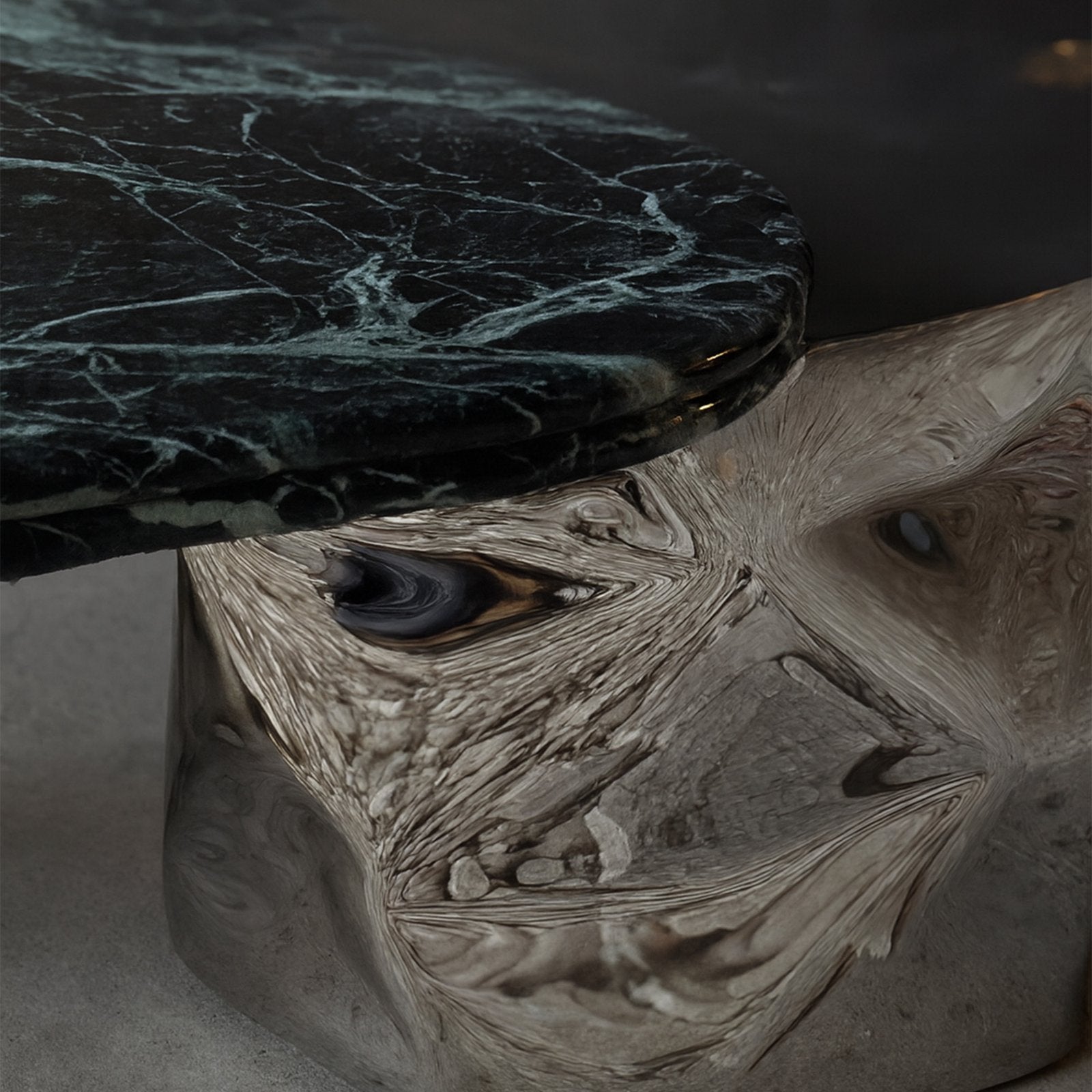 Steel and Stone Coffee Table - Colgada Series by Nitush Aroosh — detail view