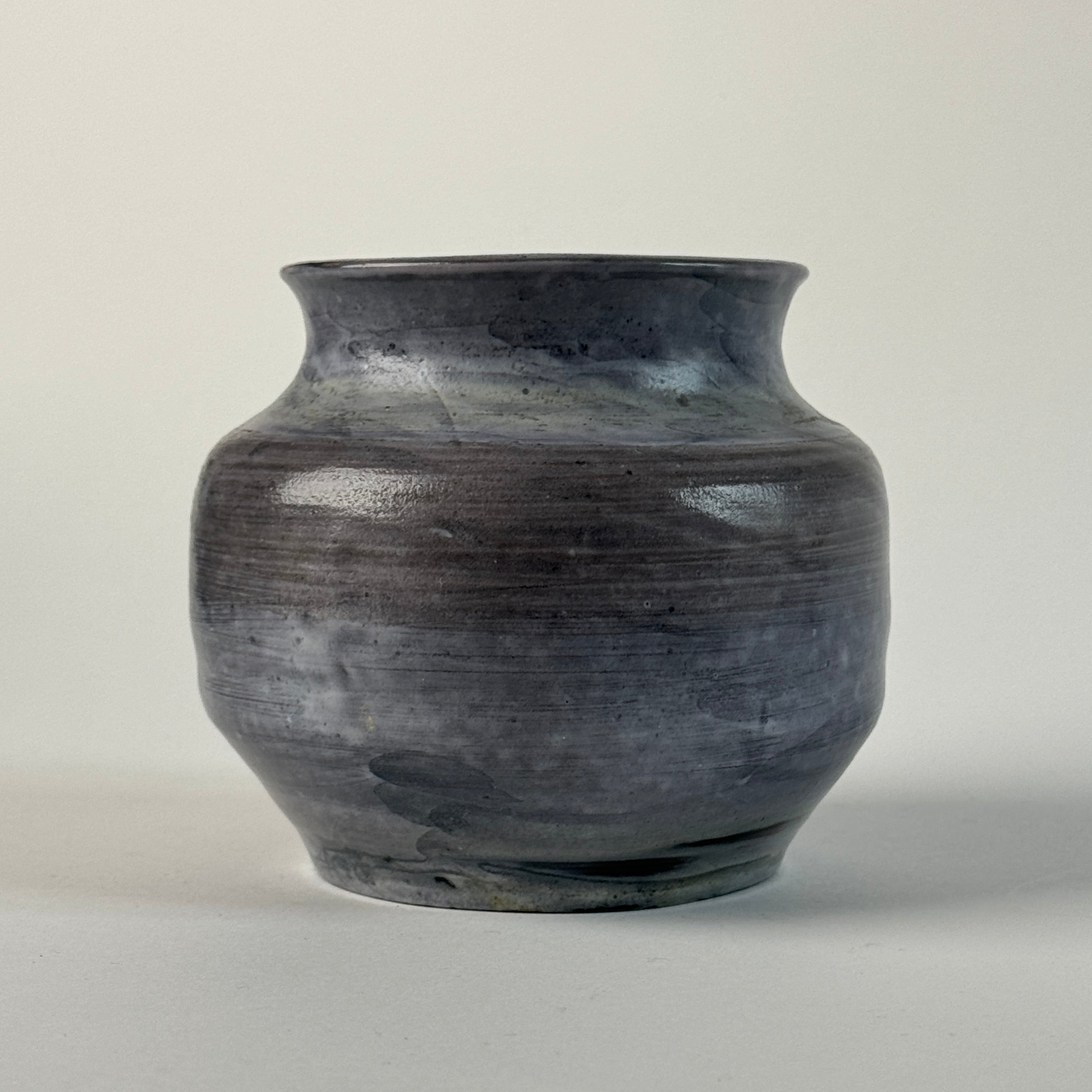 Gray brutalist ceramic vase with textured surface from 1960s France