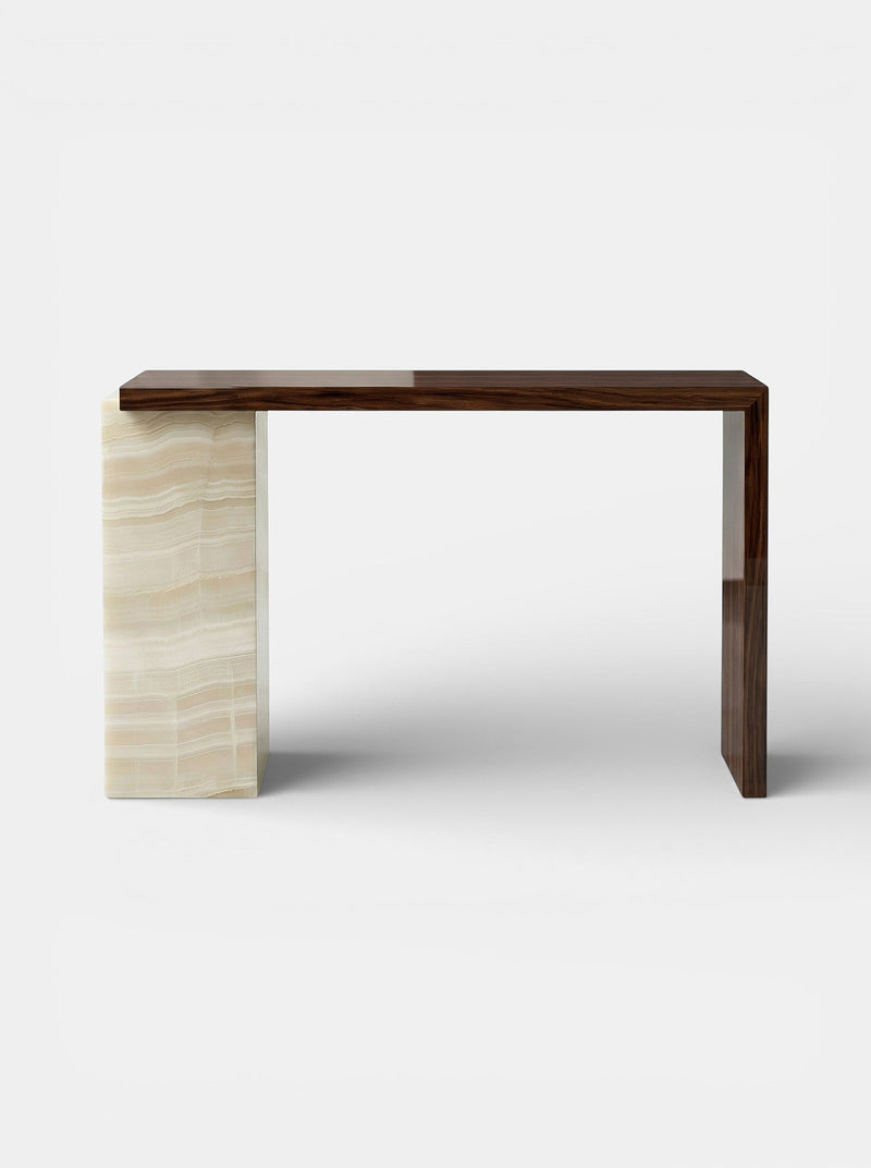 Jill Wood and Ivory Onyx Console by Marbera | The Oblist