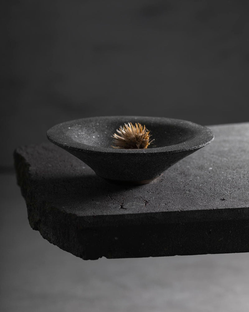CHIMBORAZO Decorative Volcanic Stone Bowl with Aged Bronze Detail by ANDEAN | The Oblist