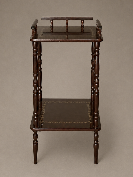 1970s Germany Vintage Wooden Side Table (Telefontisch) — lifestyle setting