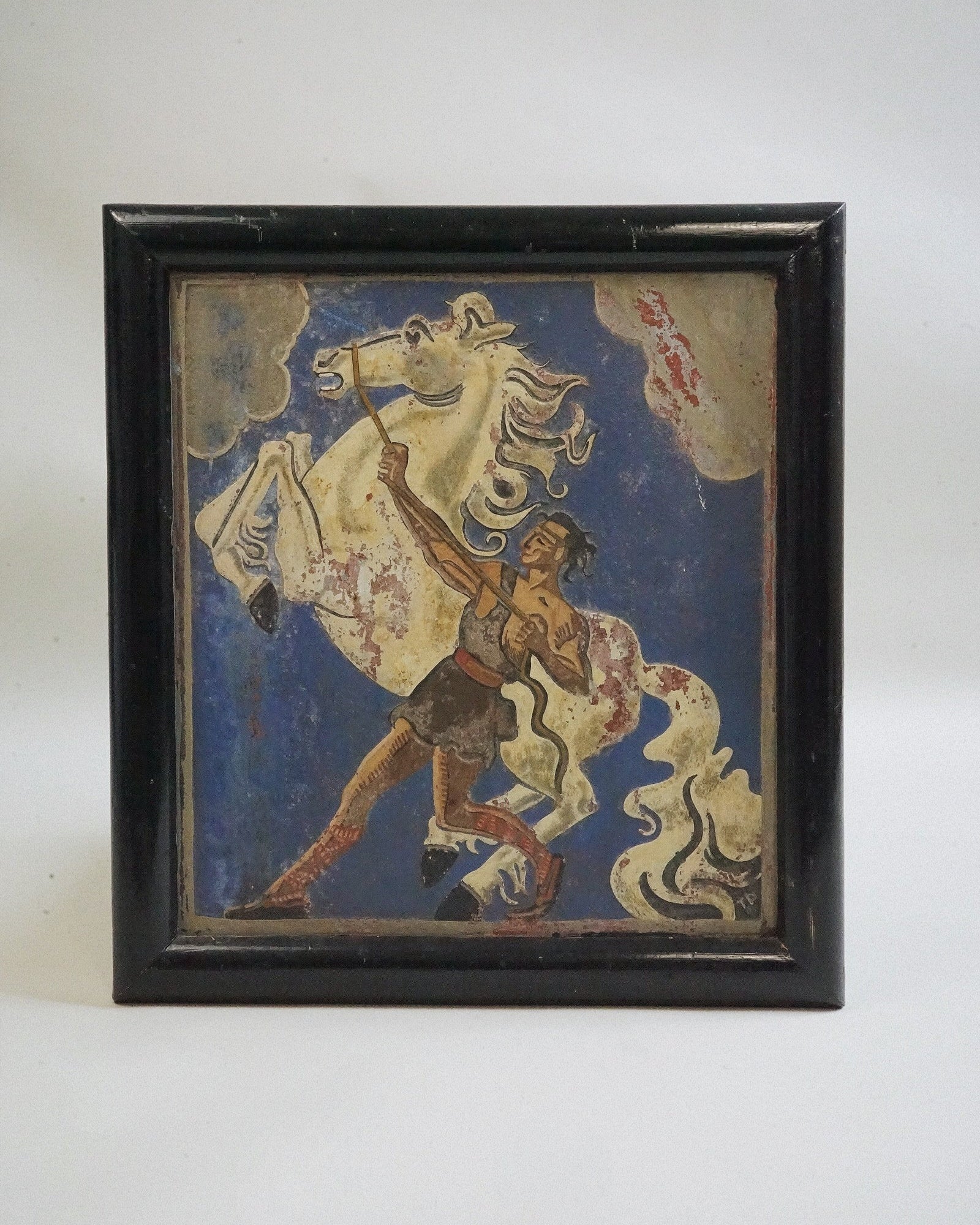 Amsterdam School Terracotta Plaque, c.1920–30 by Myakin | The Oblist — terracotta, blue background