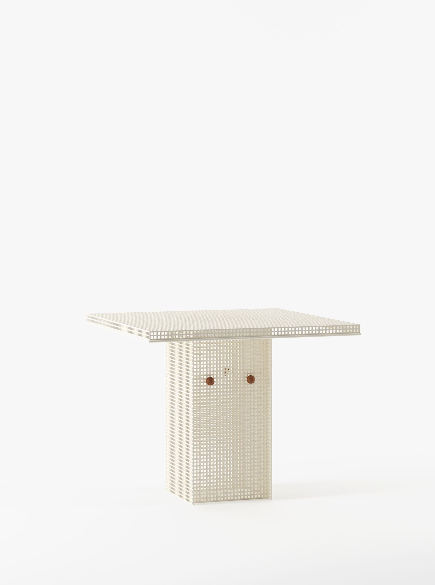 Conservatory' Outdoor Dining Table — close-up of perforated metal surface