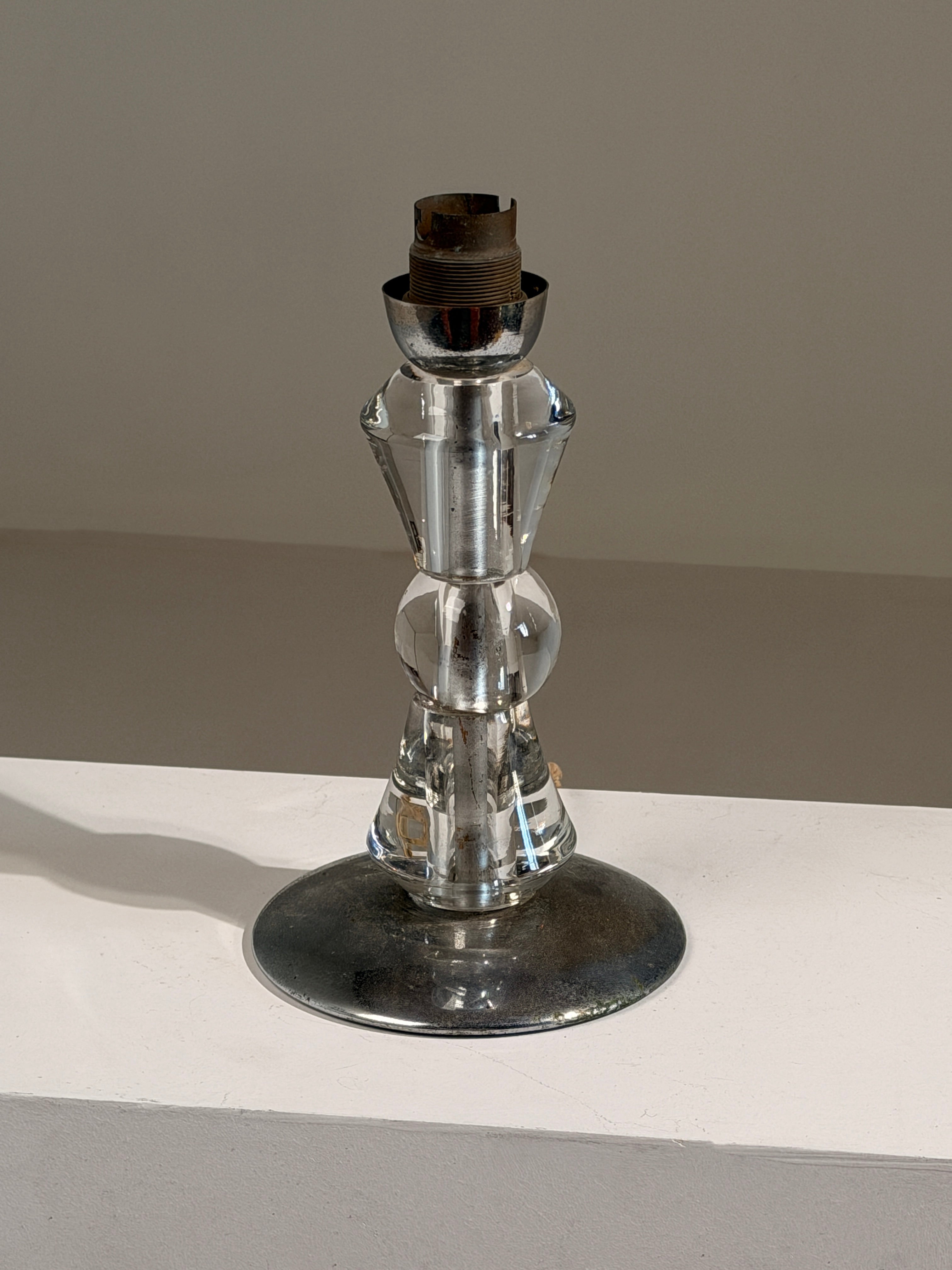 Art Deco glass table lamp, France, circa 1930 — side angle