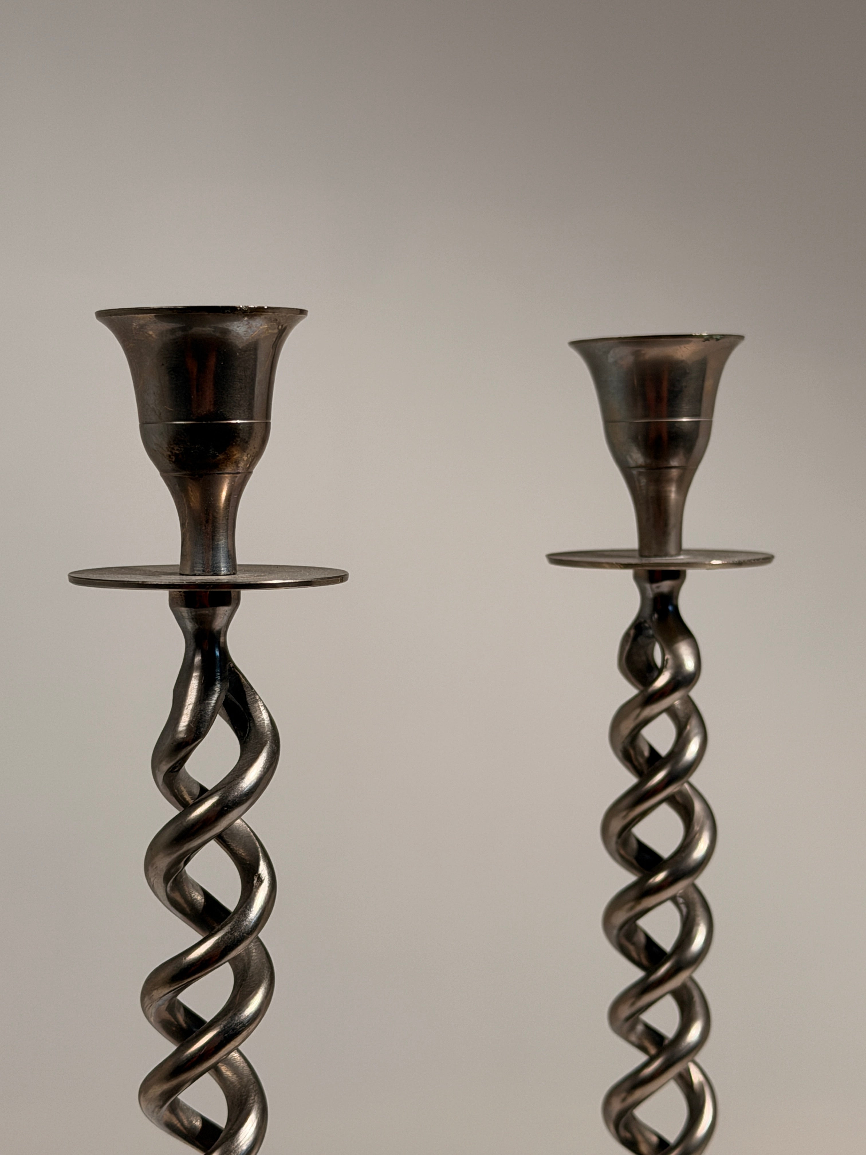 Pair of Art Deco style candlesticks — detail view
