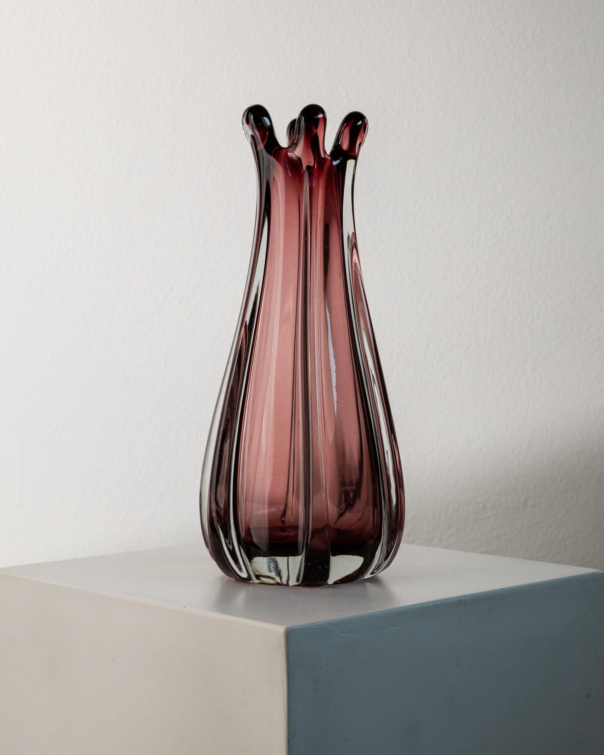 Vintage 1960s Large Murano Glass Vase by Bottega Jacobs