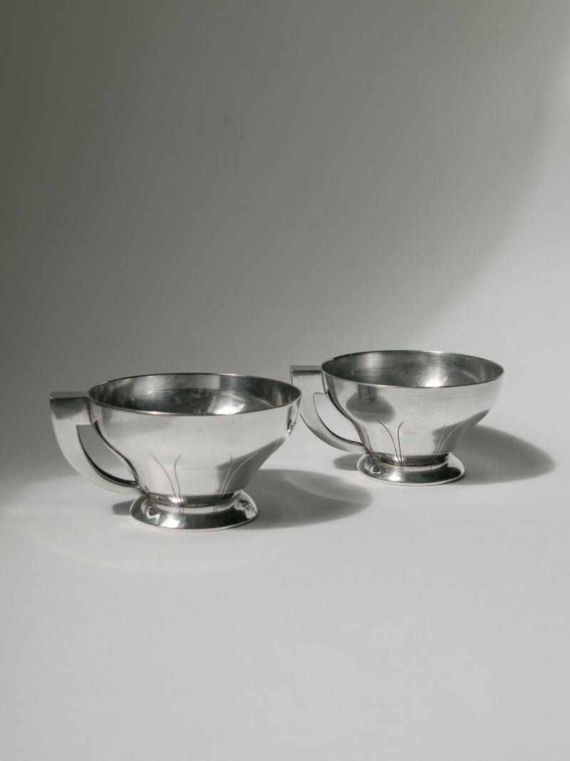 Art Deco Silver-Plated Cups, CGF, France, c. 1930s — detail view