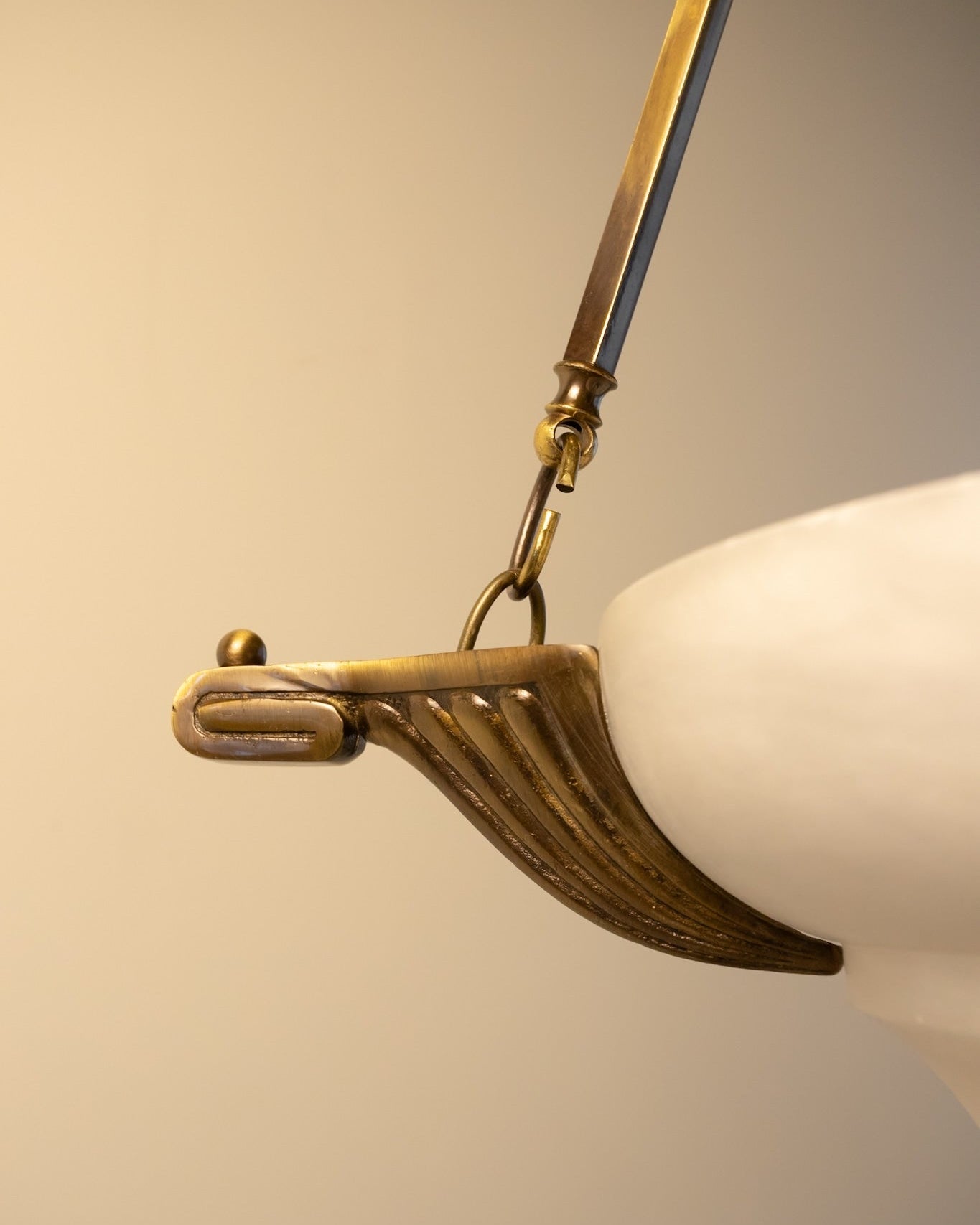 Art Deco Revival Carved Alabaster Plafonnier